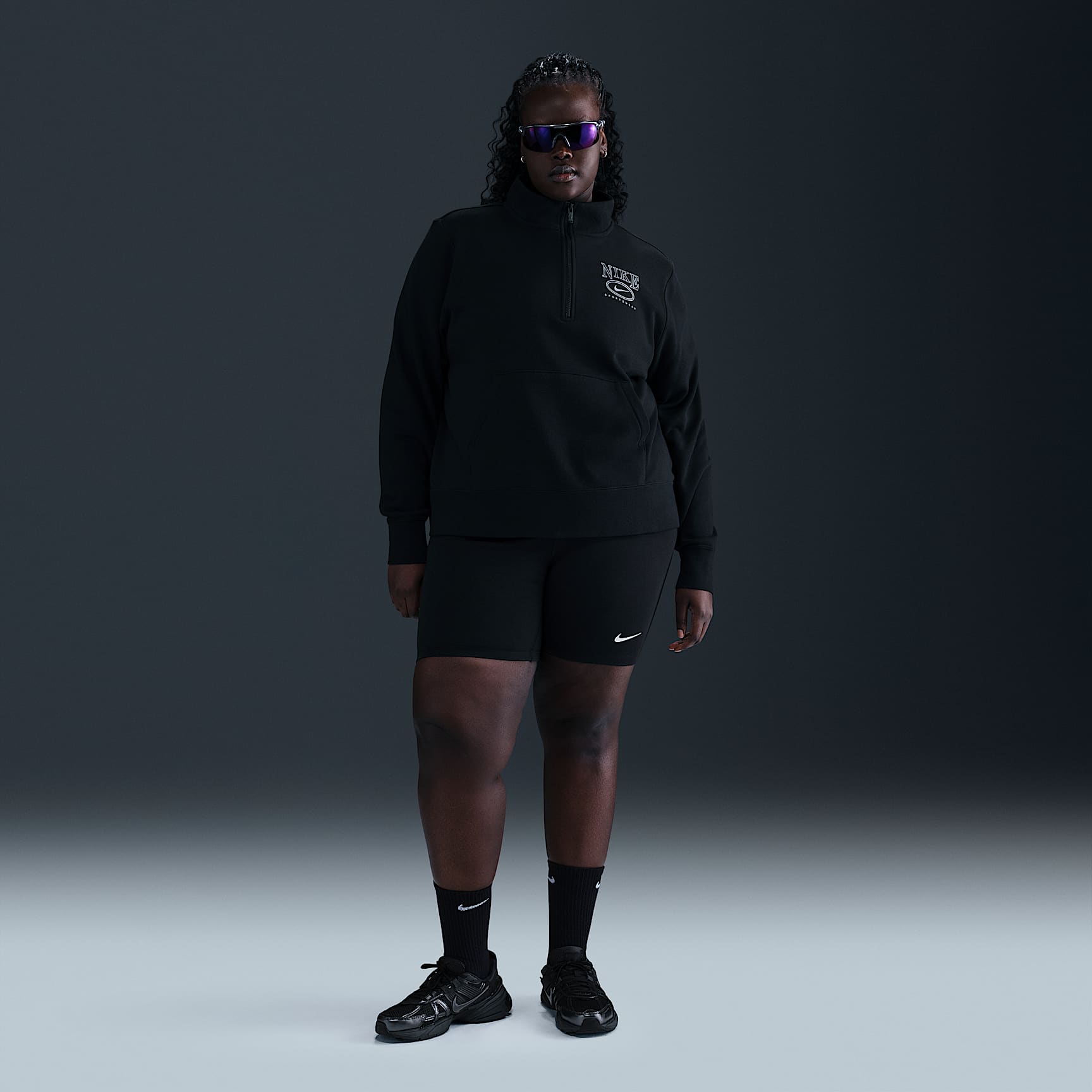 Nike Sportswear Club Fleece Women's Mock-Neck 1/2-Zip Graphic Top (Plus Size)