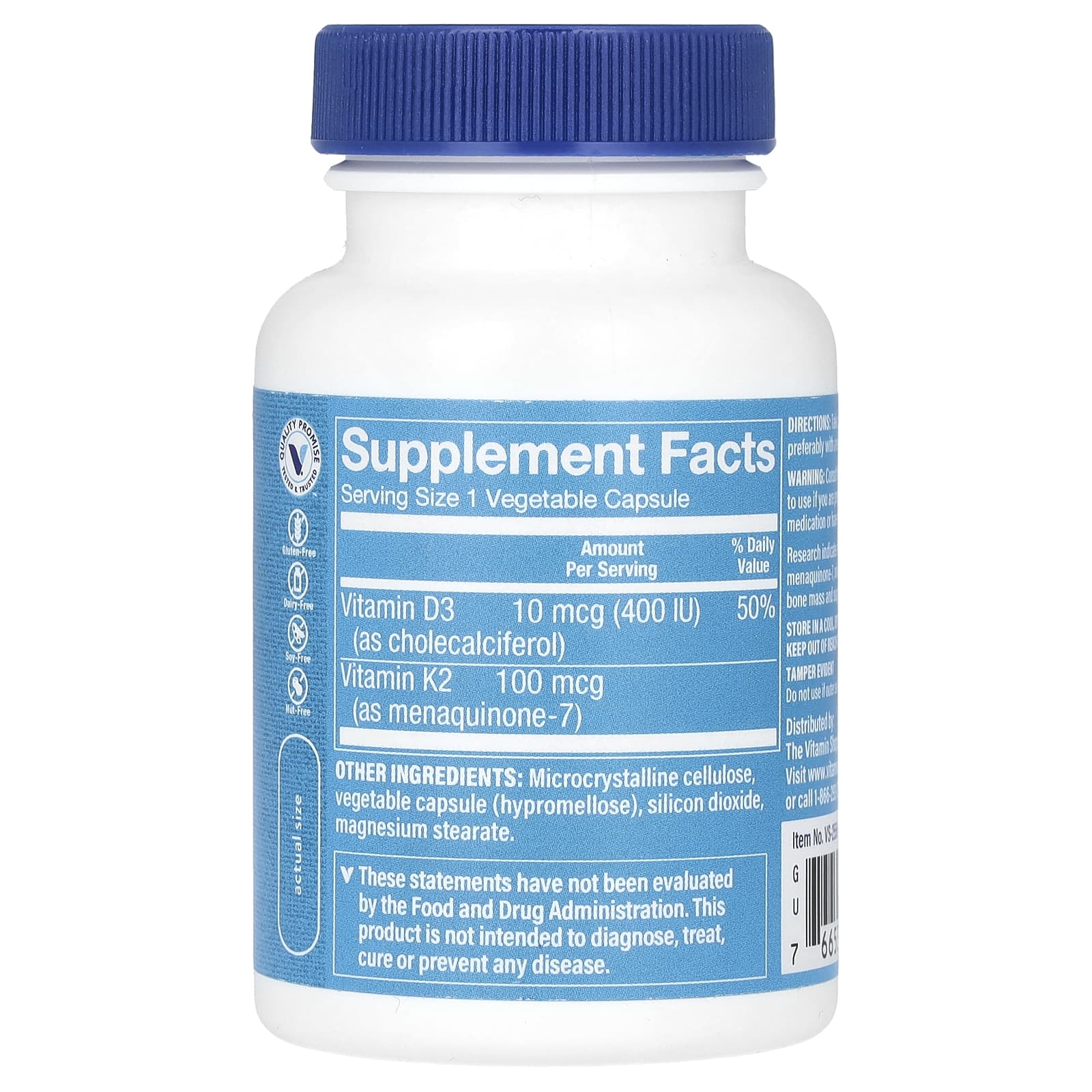 The Vitamin Shoppe, витамин K2, 100 мкг, 90 растительных капсул