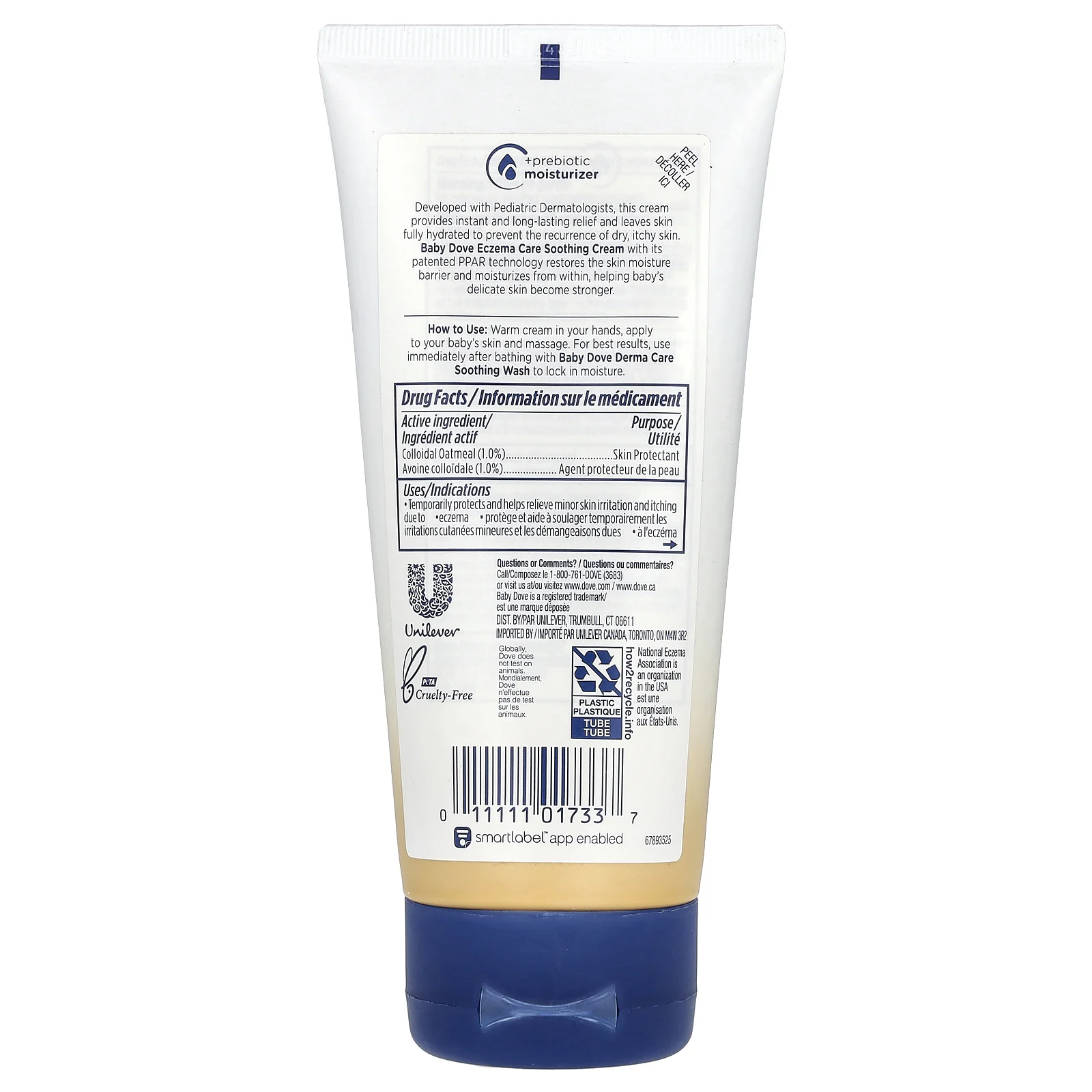 Dove, Baby, средство от экземы, успокаивающий крем, 144 г (5,1 унции)