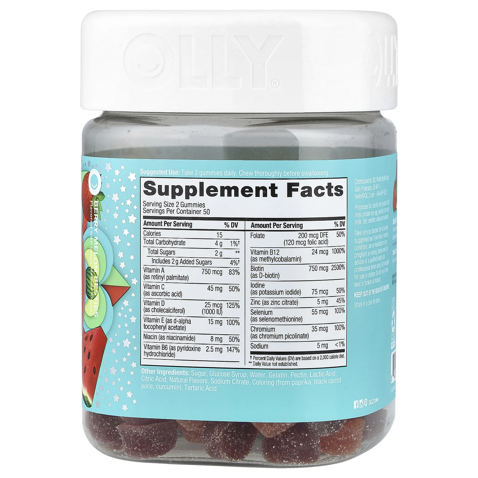 OLLY, Multi Gummies, мультивитамины для девочек-подростков, ягоды и дыня, 100 жевательных таблеток