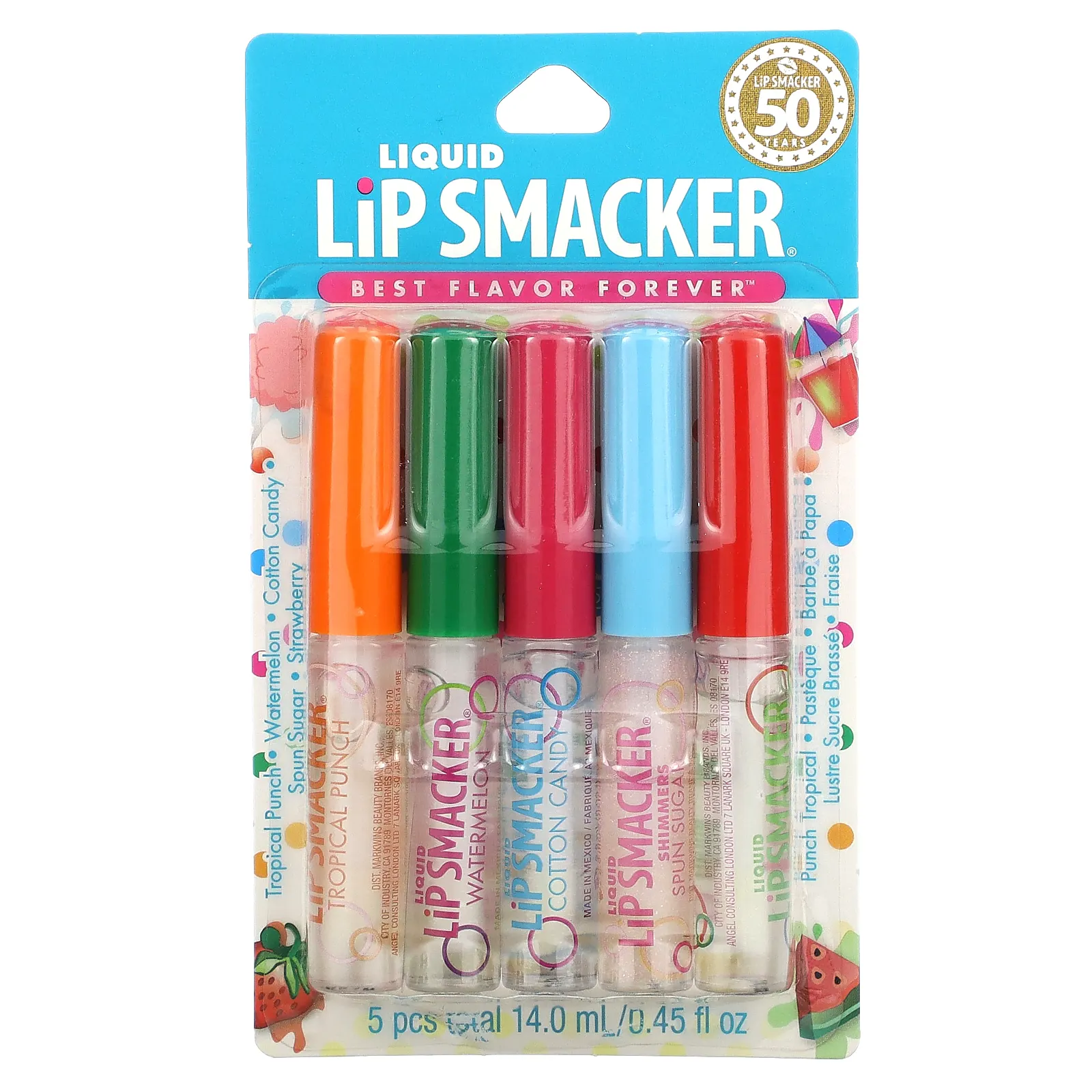 Lip Smacker, жидкий блеск для губ, Verity Pack, 5 шт., 14,0 мл (0,45 жидк. унции)