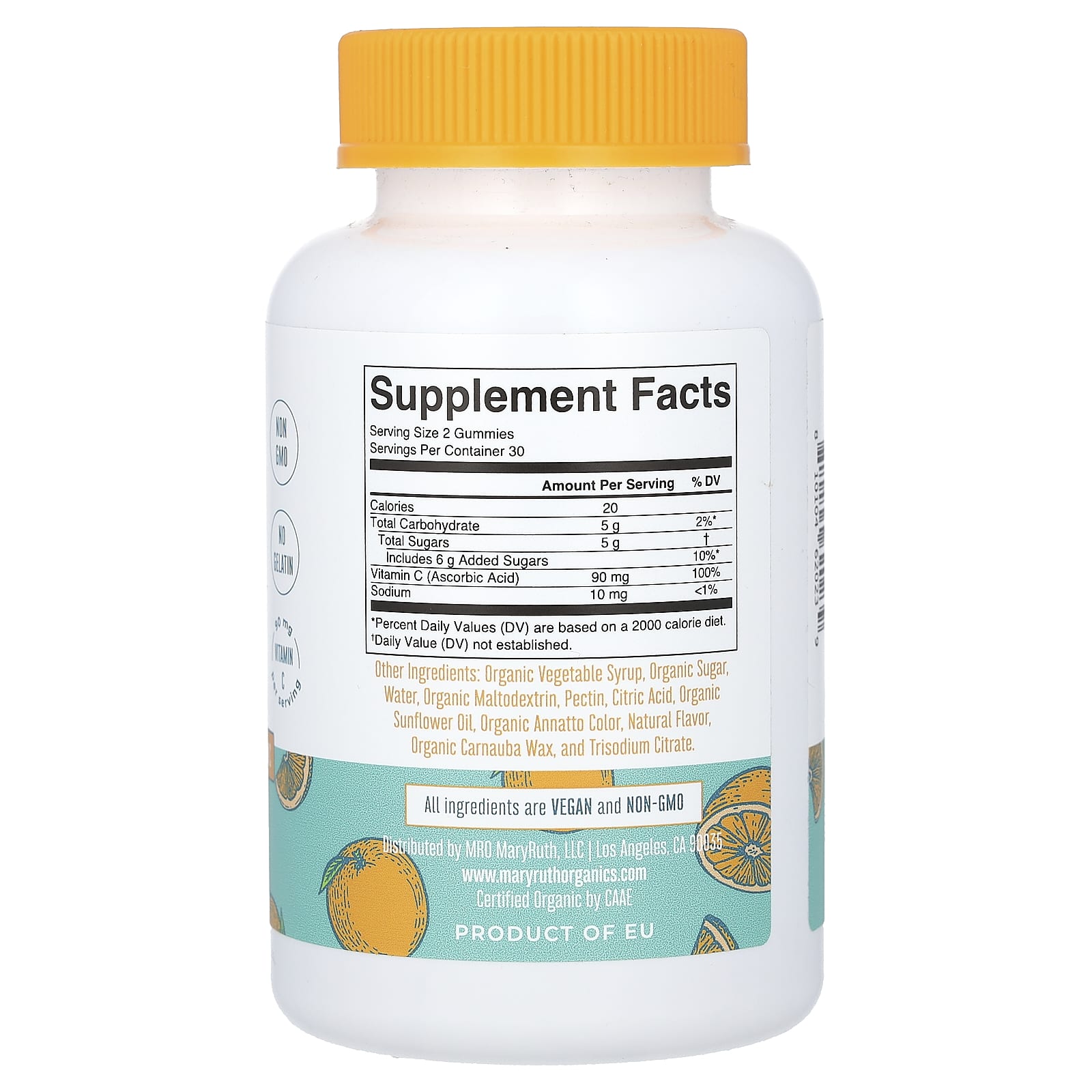 MaryRuth's, органический витамин C для детей, со вкусом апельсина, 90 мг, 60 жевательных таблеток (45 мг в 1 жевательной таблетке)