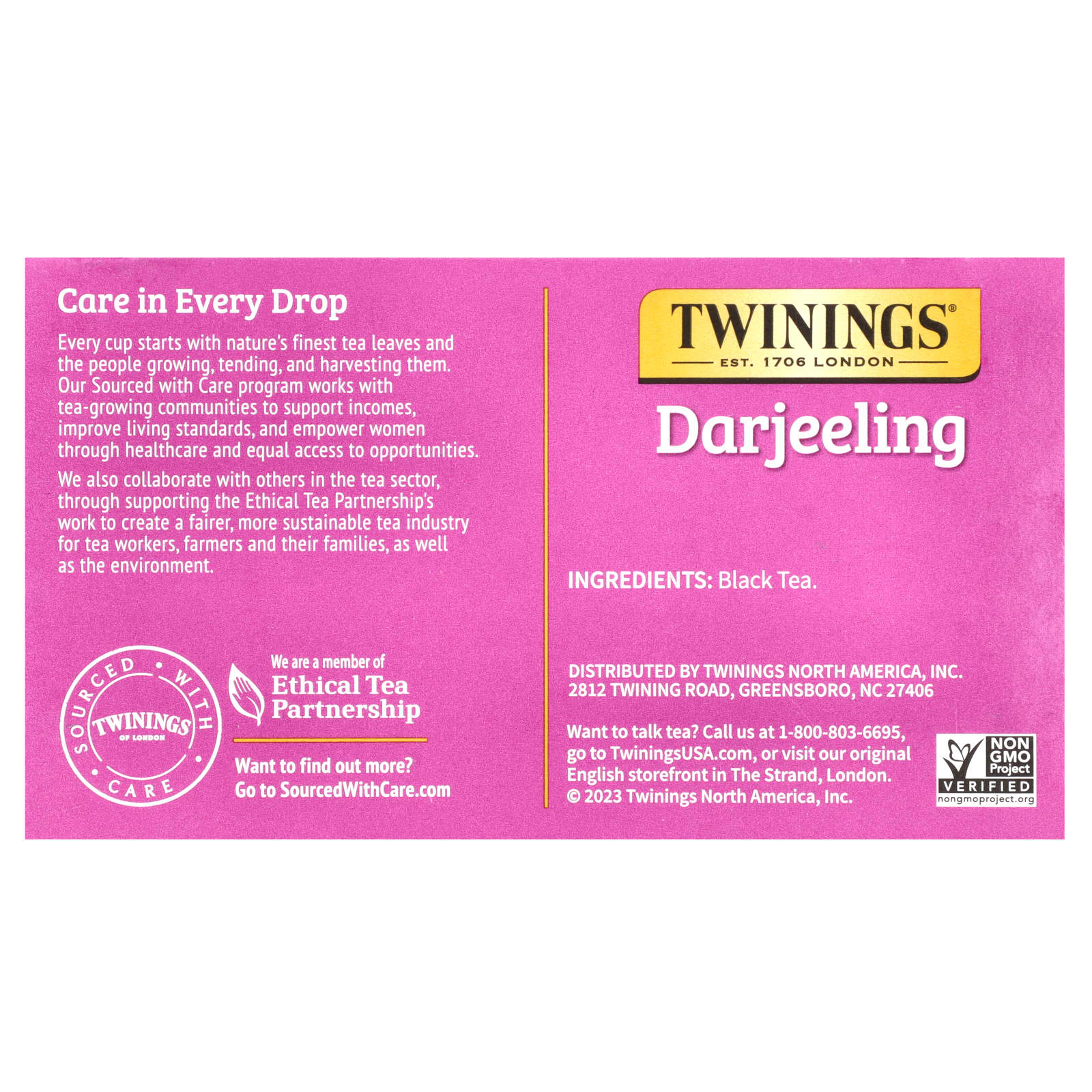 Twinings, Чистый черный чай, Дарджилинг, 50 чайных пакетиков, 100 г (3,53 унции)