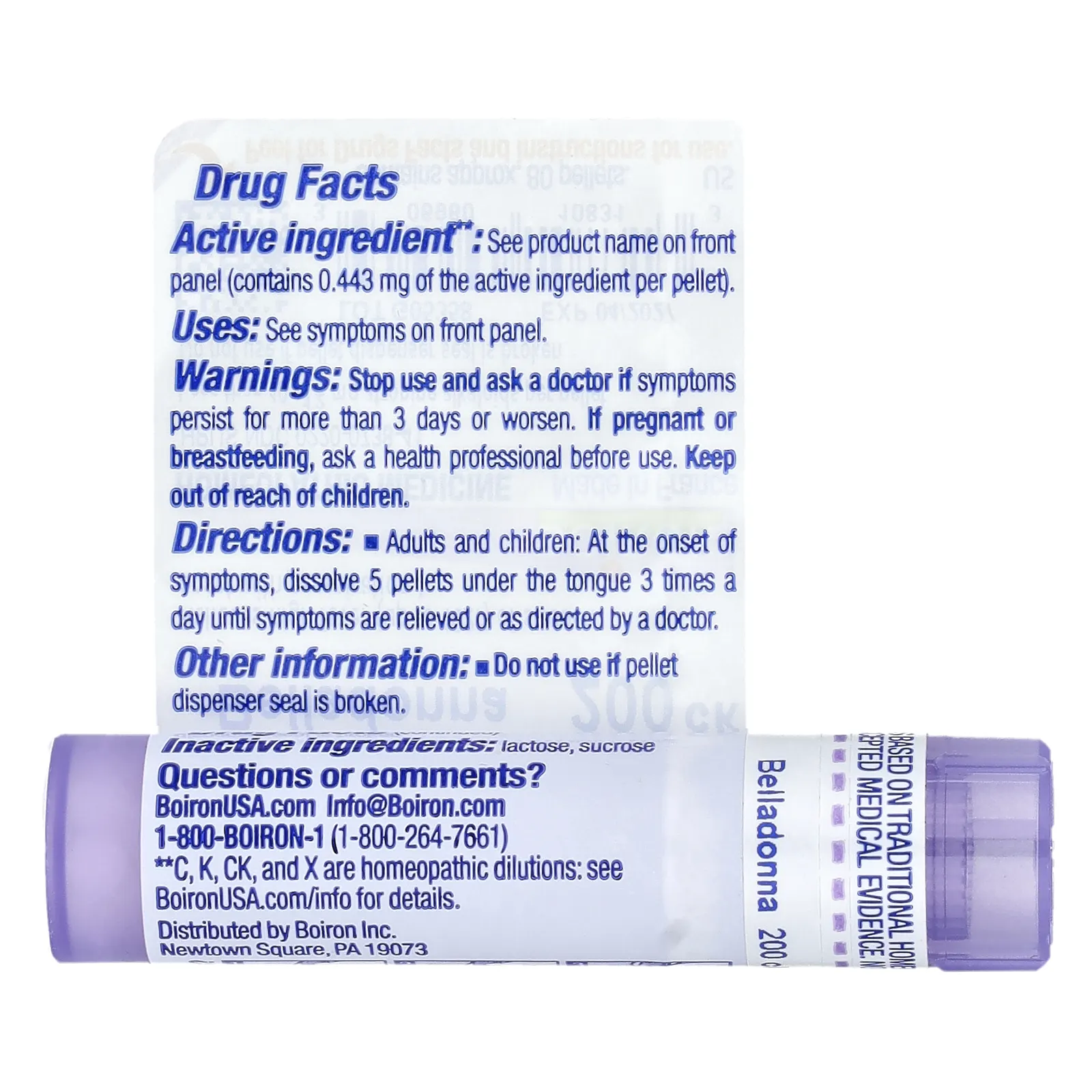 Boiron, Белладонна, 200CK, прибл. 80 гранул