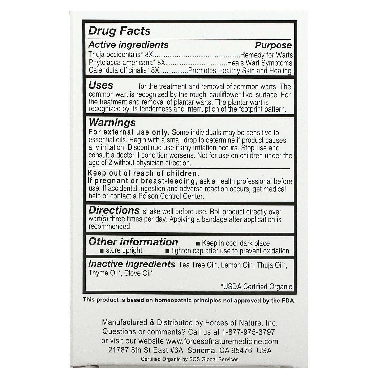 Forces of Nature, средство для удаления бородавок, средство двойного действия с шариковым аппликатором, повышенная сила действия, 4 мл (0,14 унции)