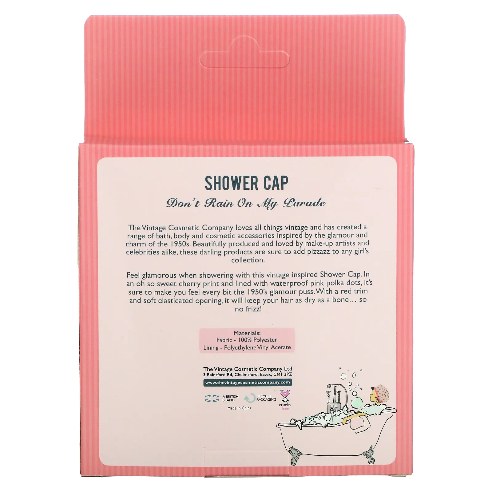 The Vintage Cosmetic Company, Шапочка для душа, вишня, 1 шт.