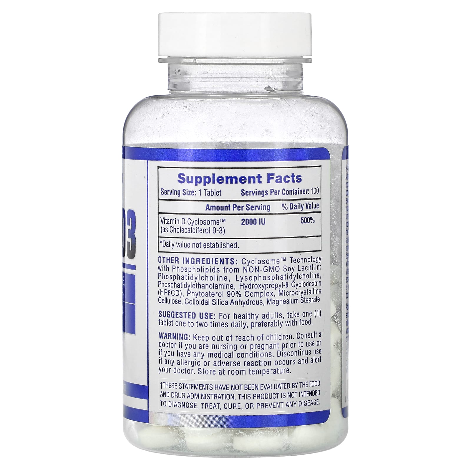 Hi Tech Pharmaceuticals, витамин D3, 2000 МЕ, 100 таблеток