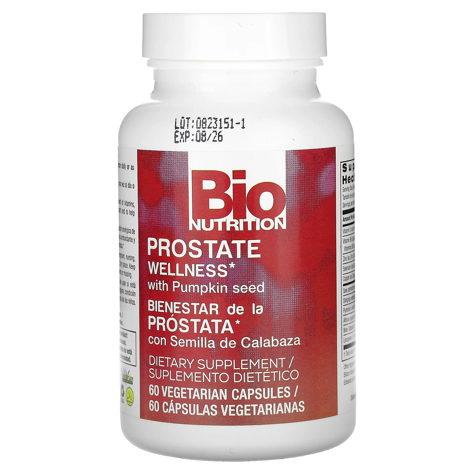 Bio Nutrition, Здоровье простаты с экстрактом тыквенных семечек, 60 вегетарианских капсул