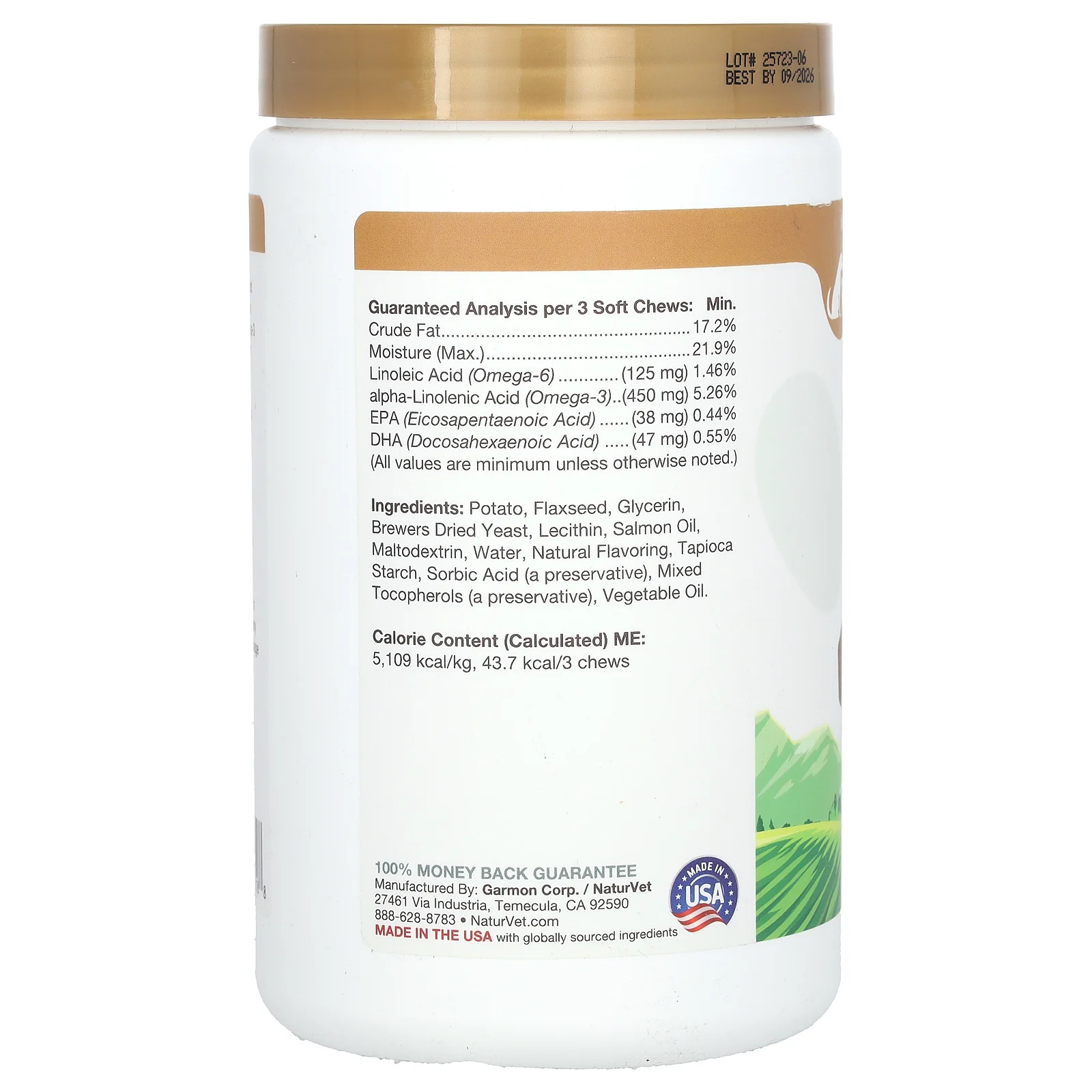 NaturVet, Omega-Gold незаменимые жирные кислоты и лососевый жир, для собак и кошек, 180 жевательных таблеток, 513 г (18 унций)