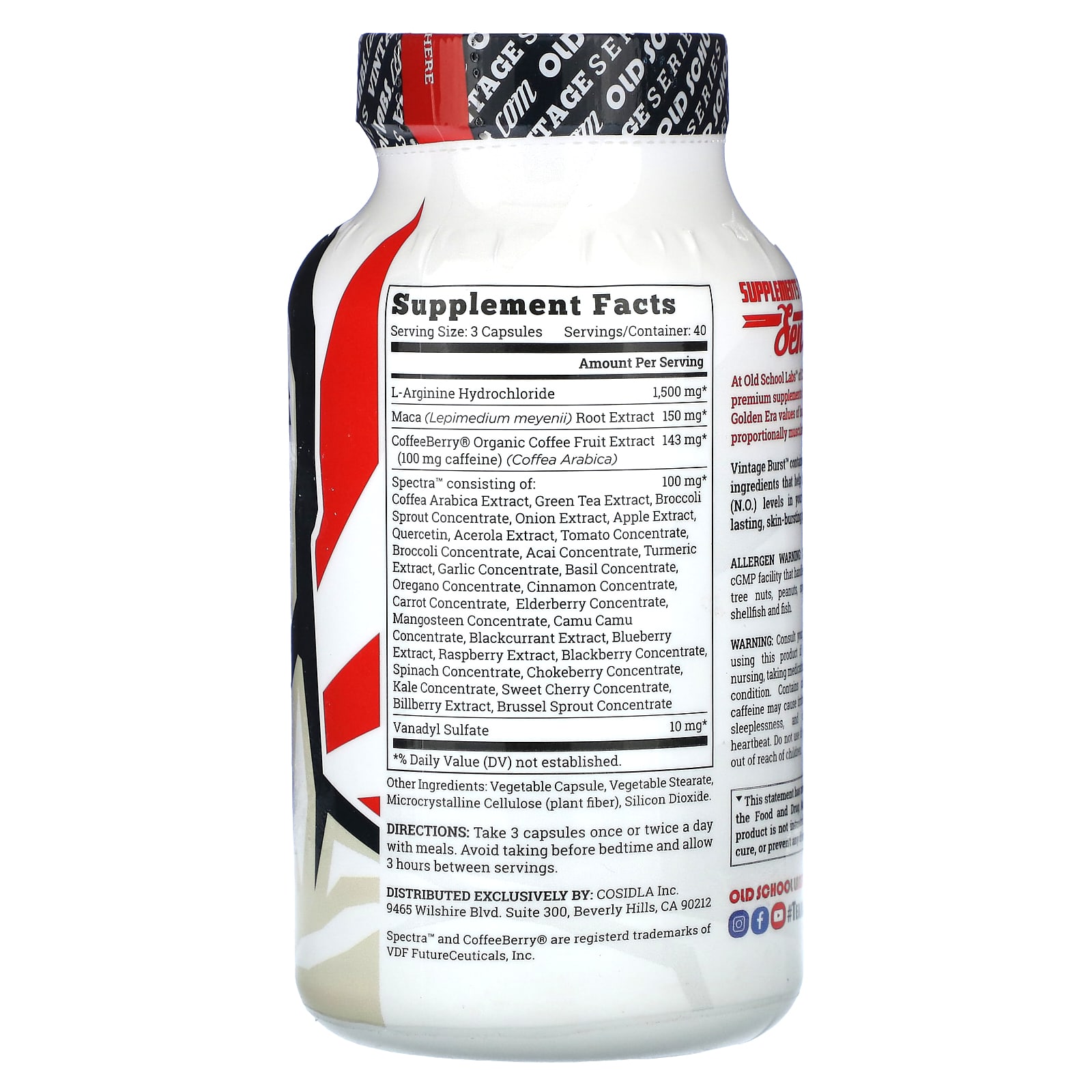 Old School Labs, Vintage Burst, 3-часовой натуральный продукт Pump, 120 вегетарианских капсул