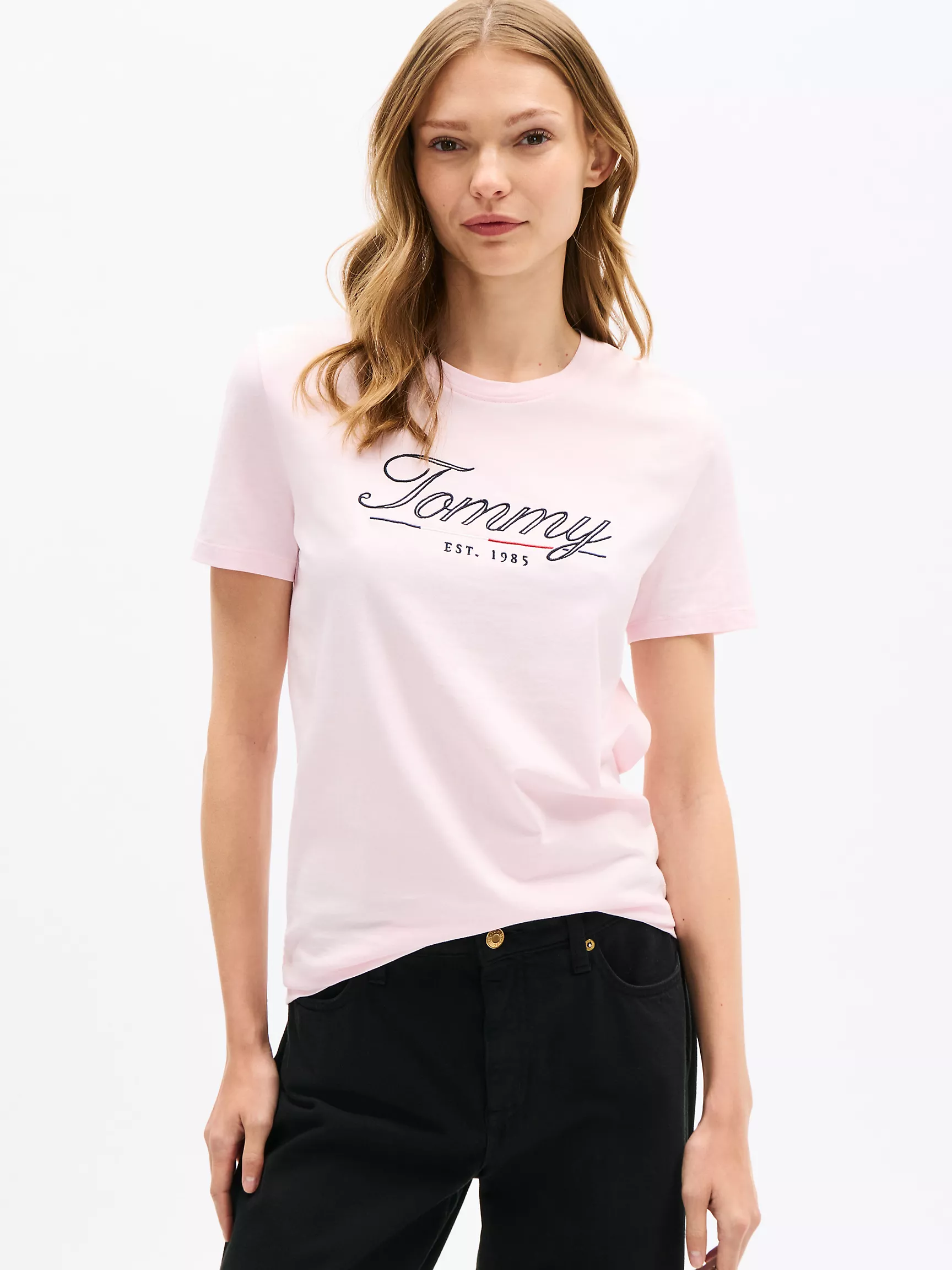 Женская футболка Tommy Hilfiger, Футболка с логотипом Tommy в виде рукописного текста