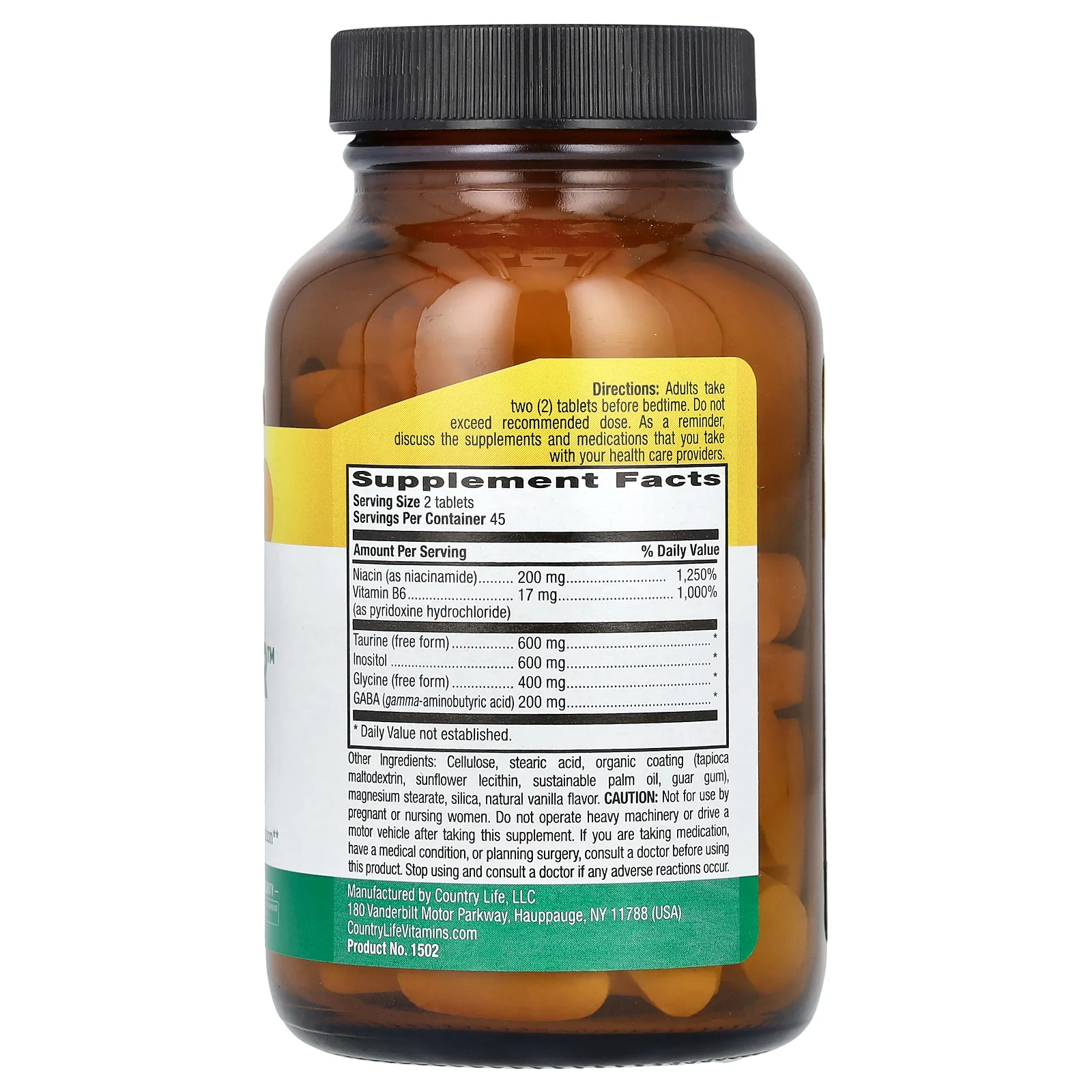 Country Life, GABA Relaxer, ГАМК, 90 таблеток