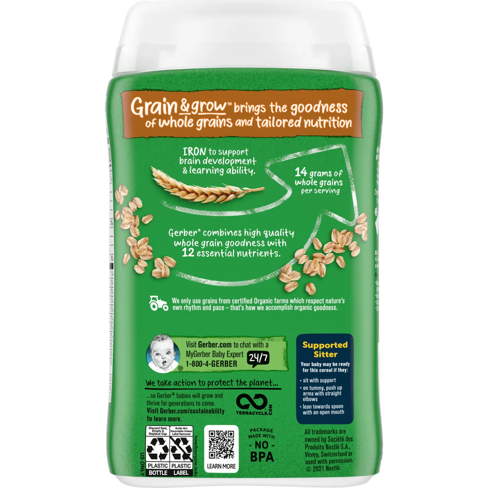 Gerber, 1st Foods, органическая овсянка, из одного вида злаков, 227 г (8 унций)