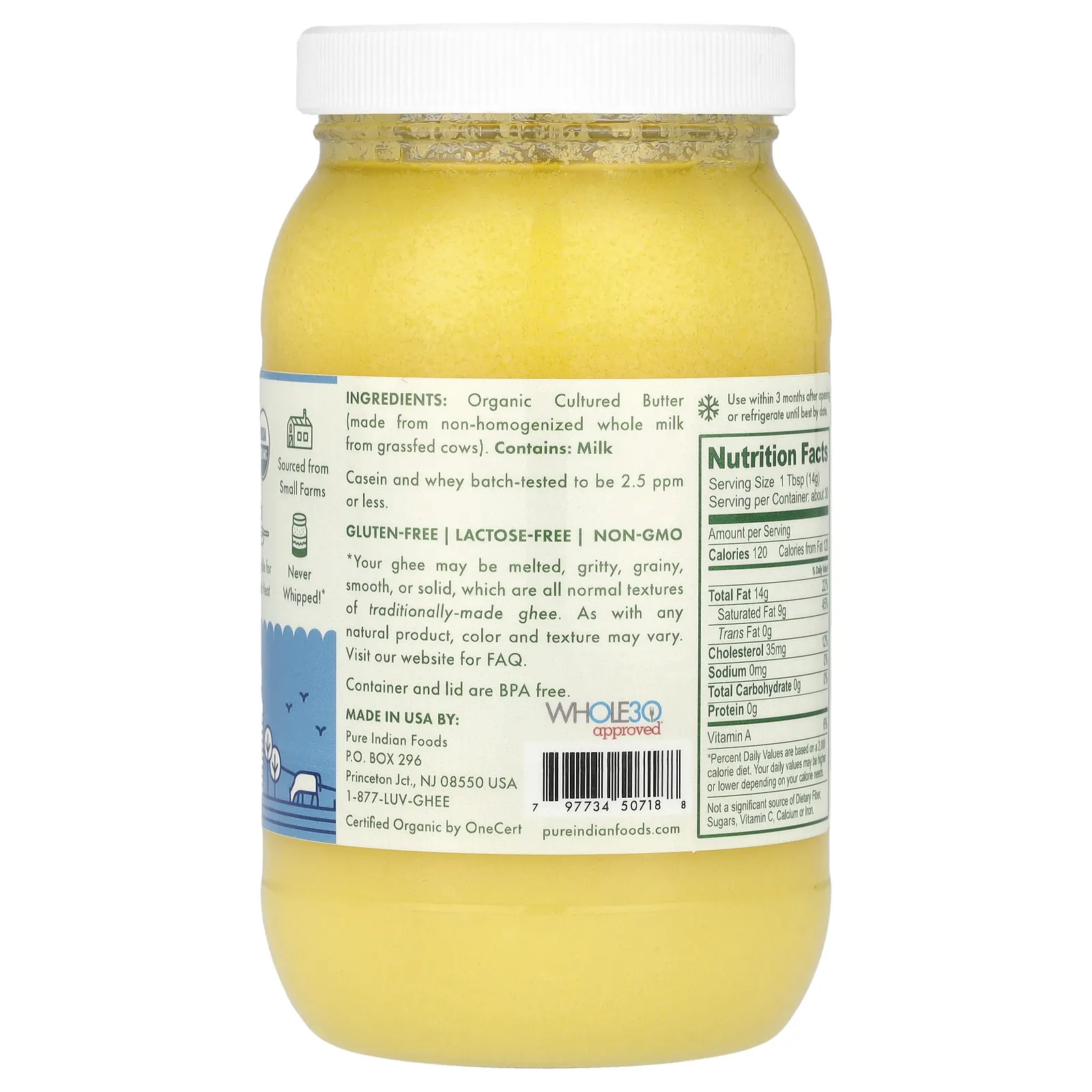 Pure Indian Foods, Органическое топленое масло, выращенное на травах, 425 г (15 унций)