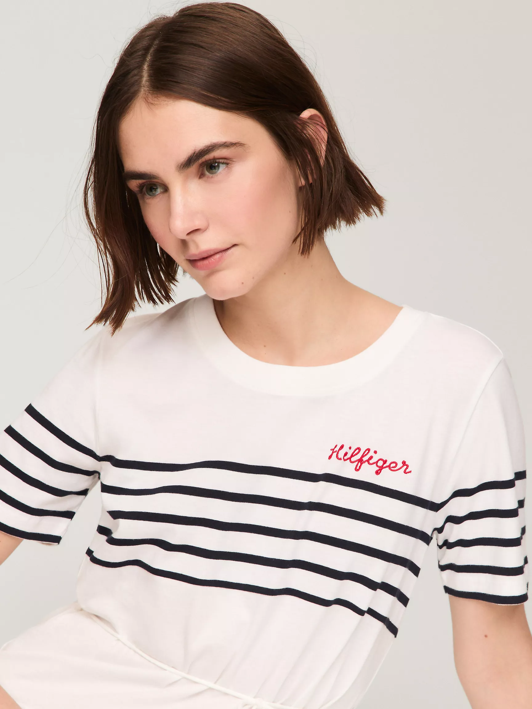 Женское платье Tommy Hilfiger, Платье-футболка с полосатым логотипом Hilfiger