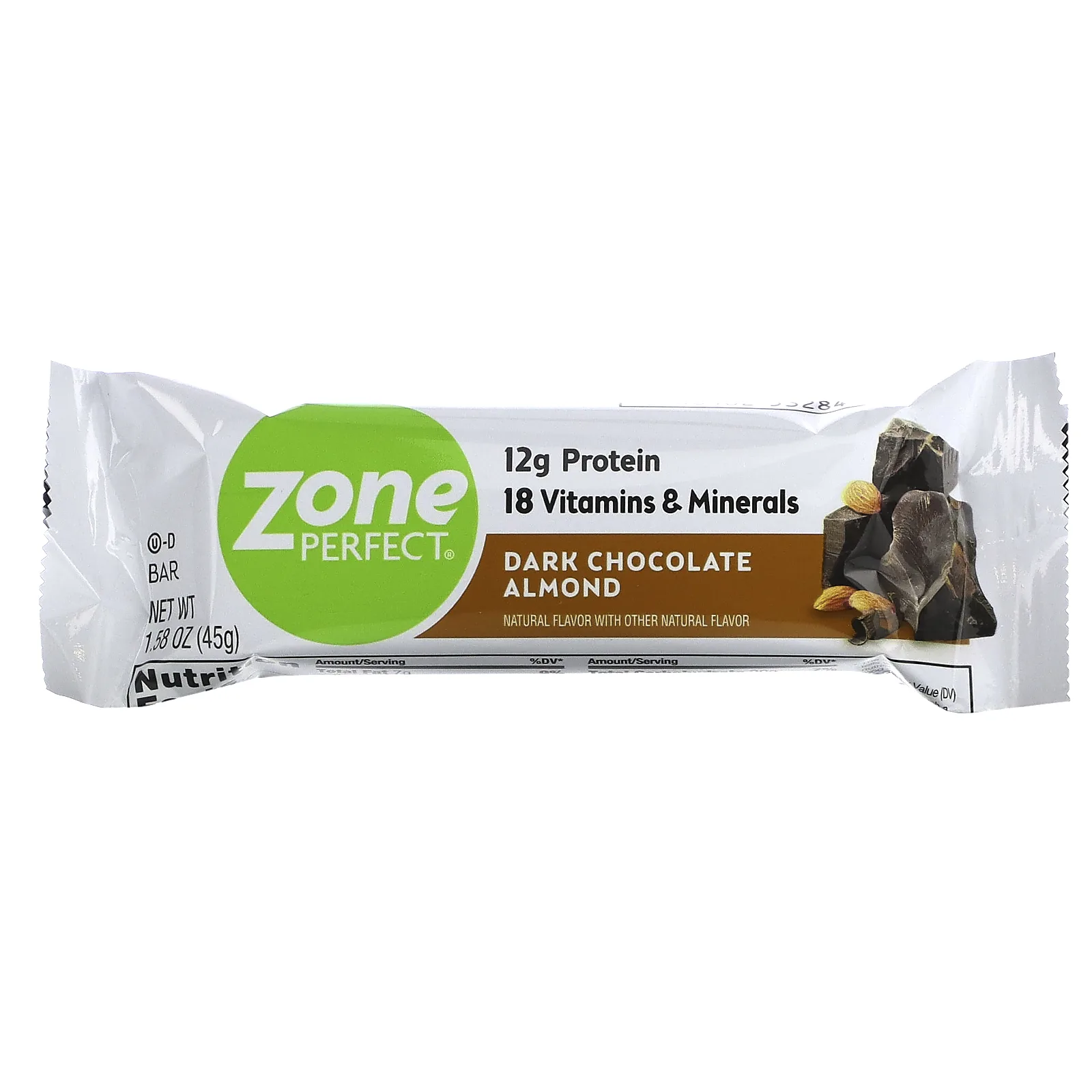 ZonePerfect, Питательные батончики, темный шоколад с миндалем, 12 батончиков, весом 45 г (1,58 унции) каждый