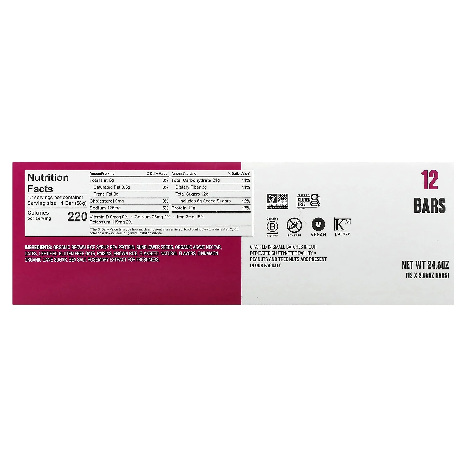 The GFB, Батончики без глютена, овсяные батончики с изюмом, 12 батончиков, 58 г (2,05 унции) каждый