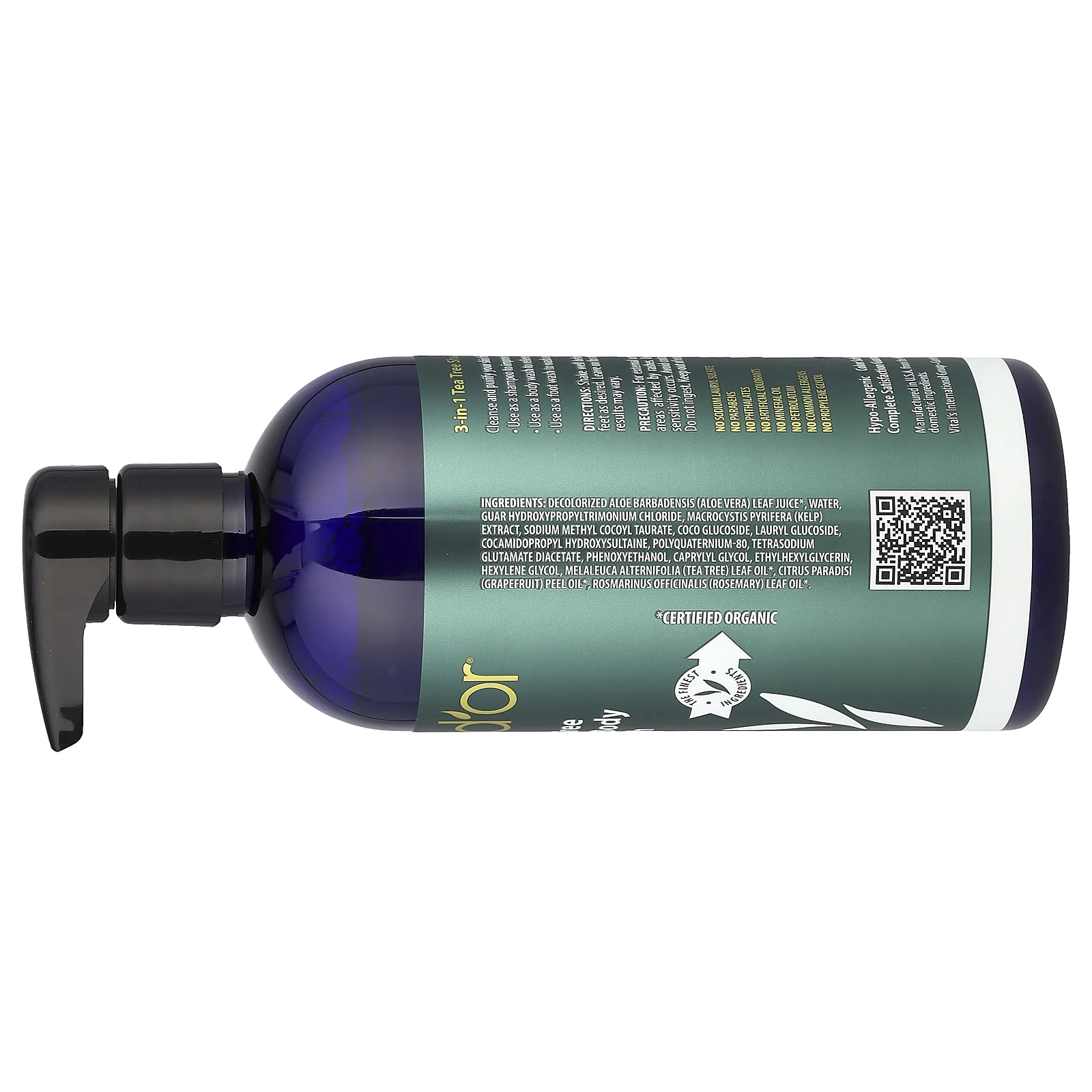 Pura D'or, Шампунь с чайным деревом 3 в 1, гель для душа, для всех типов волос, 473 мл (16 жидк. Унций)