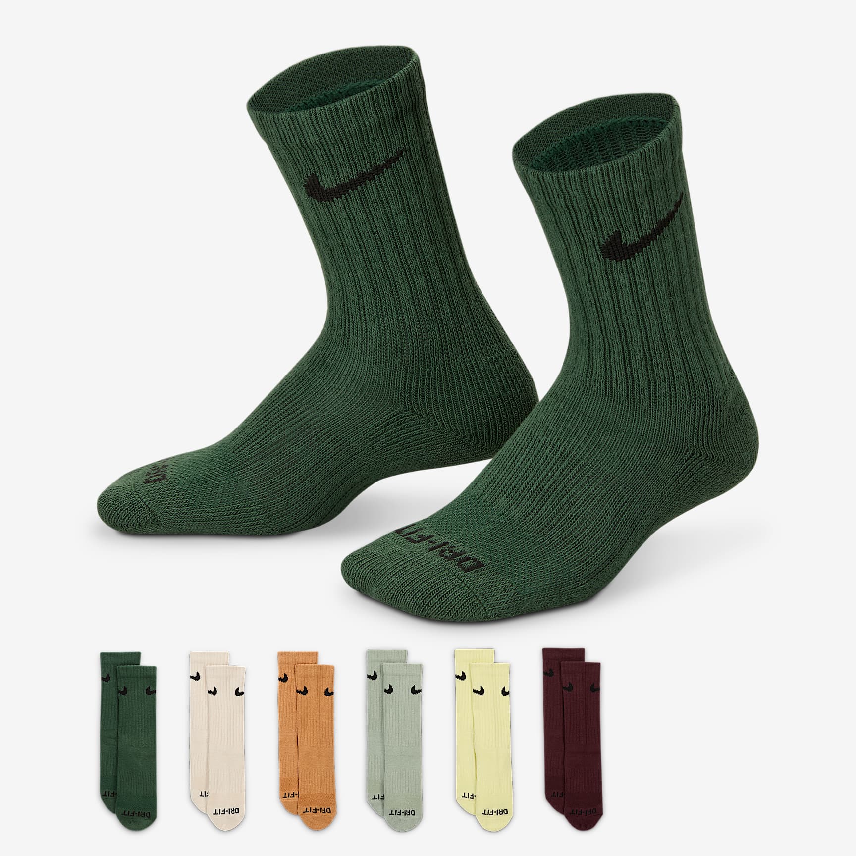 Nike Dri-FIT Performance Basics Little Kids' Crew Socks (6 Pairs)