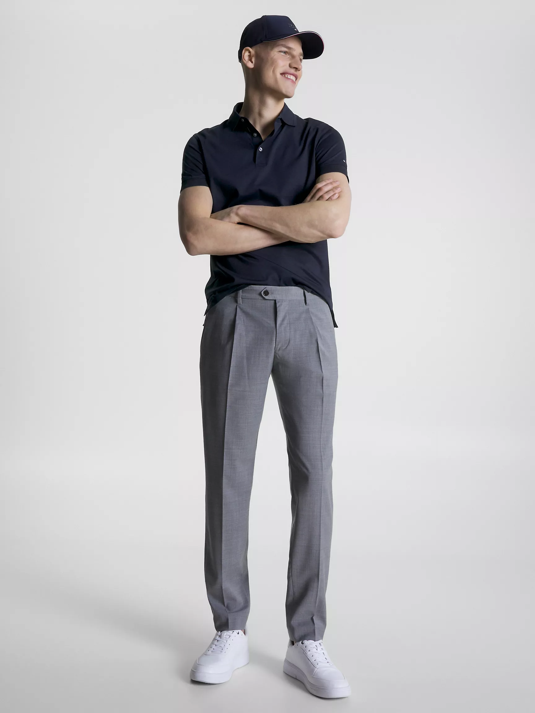 Мужское поло Tommy Hilfiger, Приталенное однотонное поло из мерсеризованного хлопка