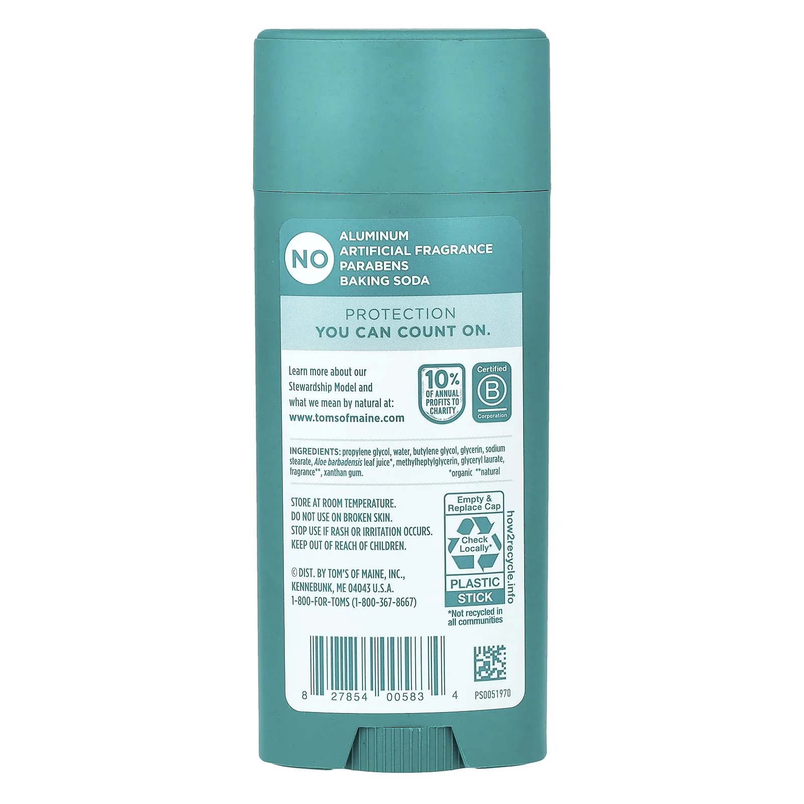 Tom's of Maine, дезодорант без алюминия, кокос и манго, 92 г (3,25 унции)