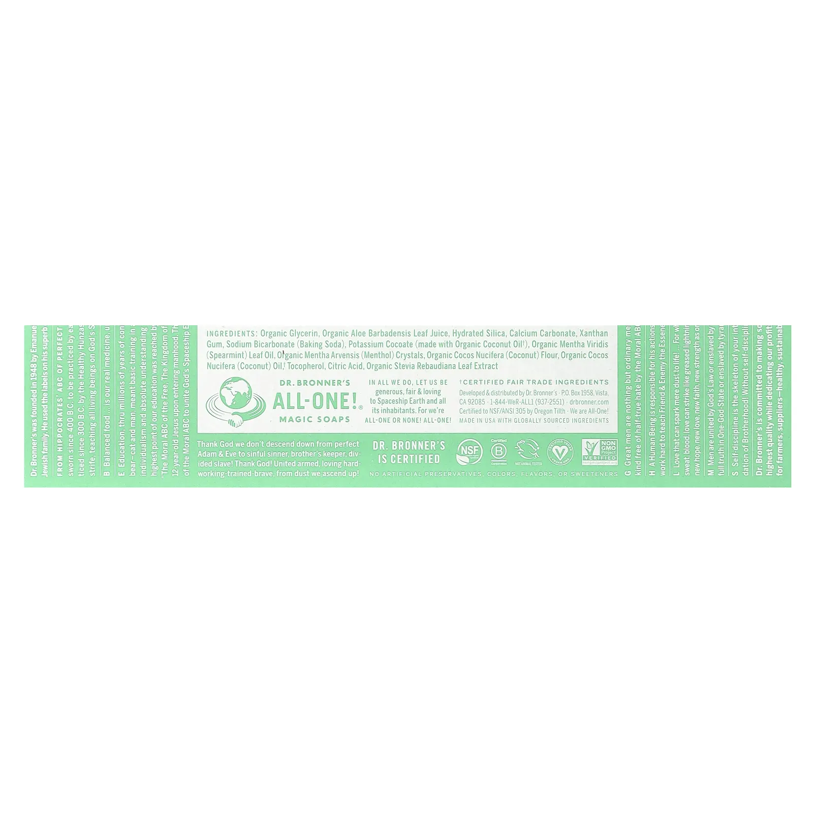 Dr. Bronner's, Зубная паста All-One, мята, 5 унций (140 г)