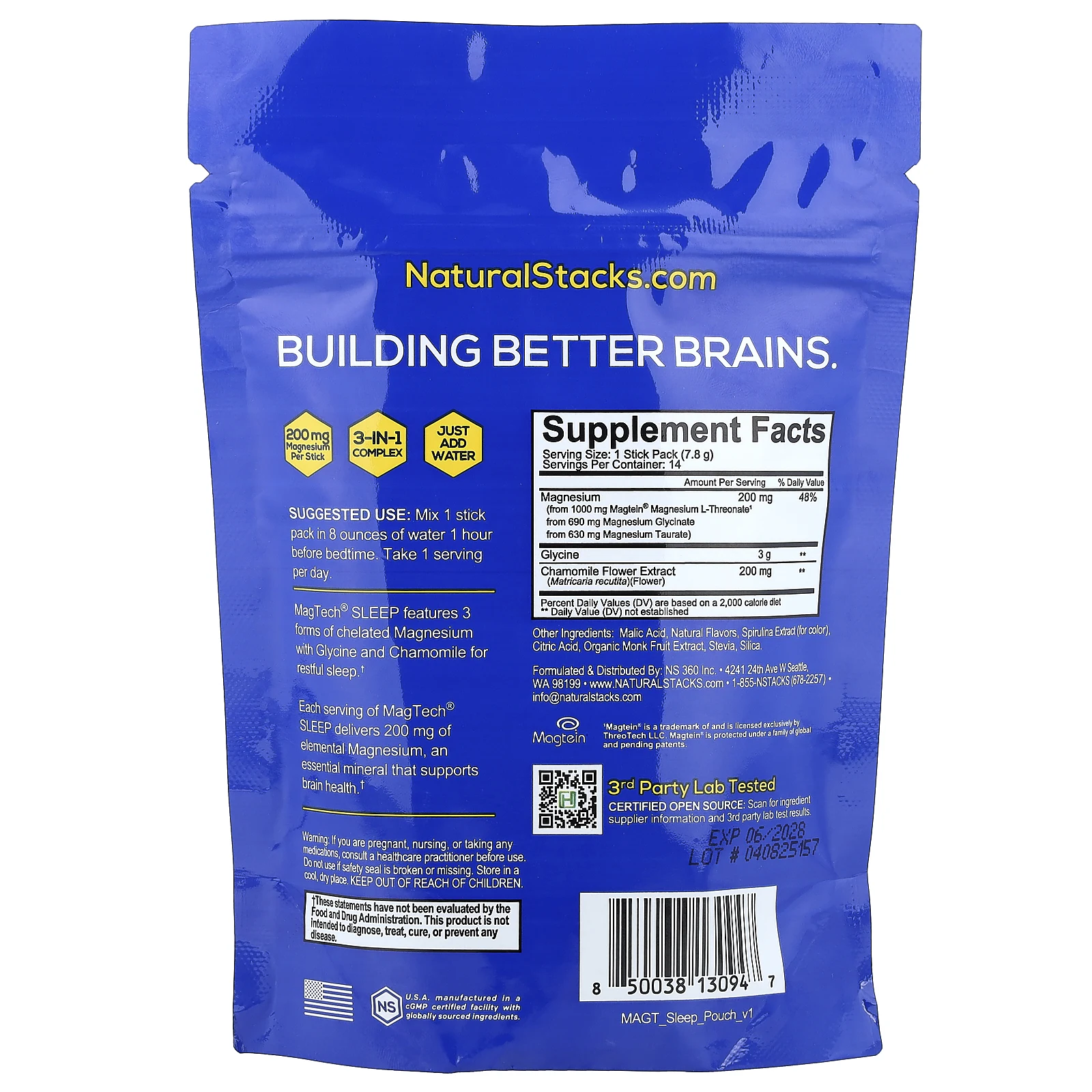 Natural Stacks, Magtech® Sleep, для сна, лаванда и ягоды, 14 стиков по 7,8 г (0,28 унции)