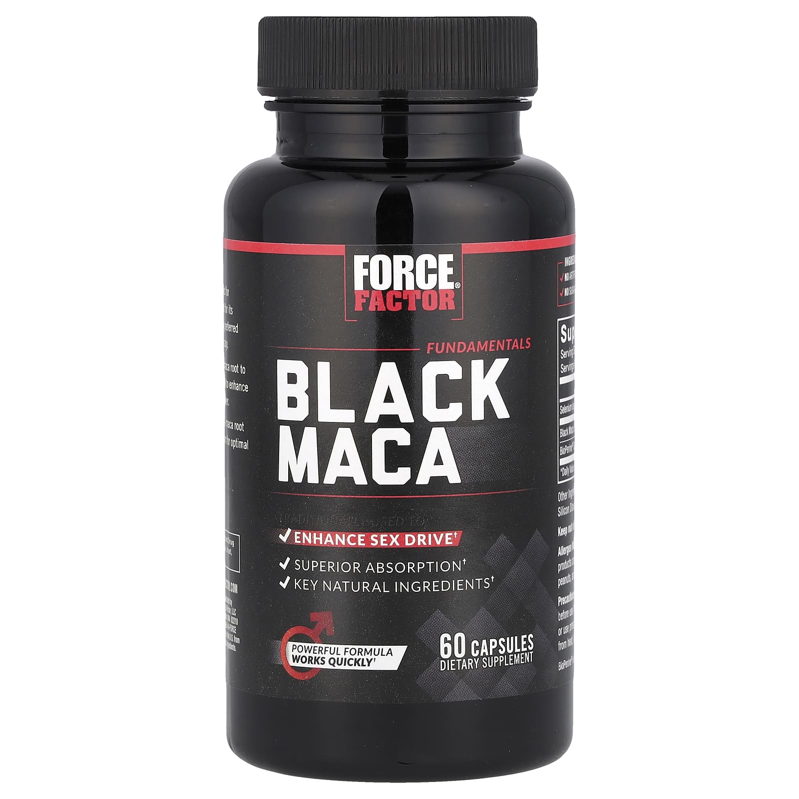 Force Factor, черная мака, 60 капсул