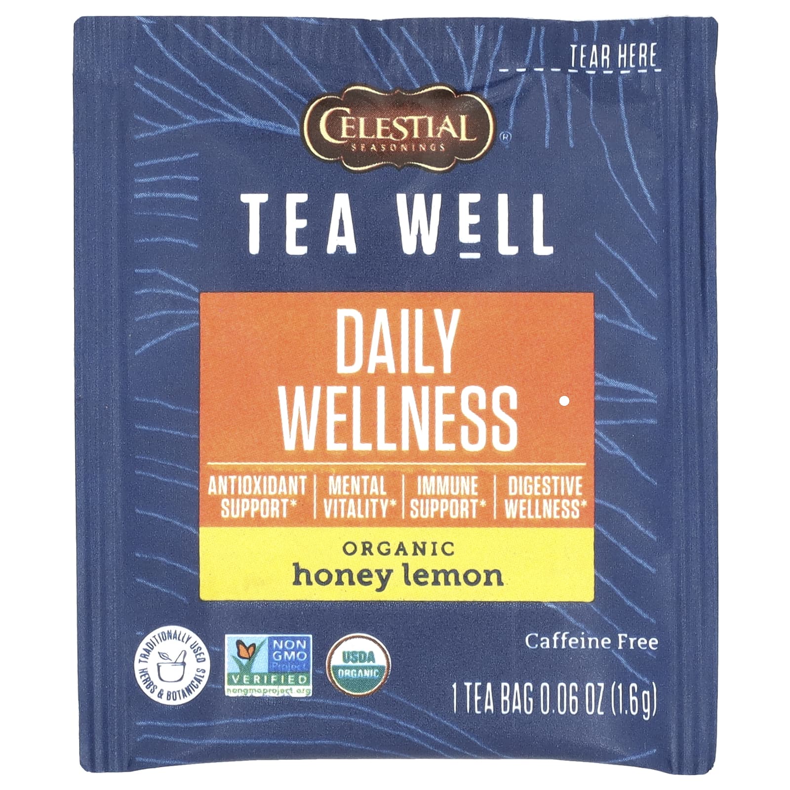 Celestial Seasonings, травяной чай, для ежедневного здоровья, органический мед и лимон, без кофеина, 12 чайных пакетиков по 1,6 г (0,06 унции)