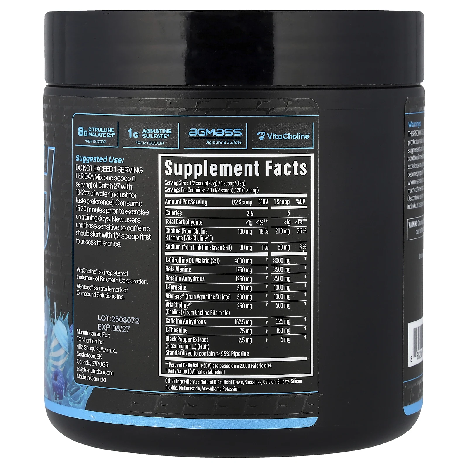 TC Nutrition, Batch 27, предтренировочная добавка, со вкусом голубой мармеладки, 380 г (13,4 унции)