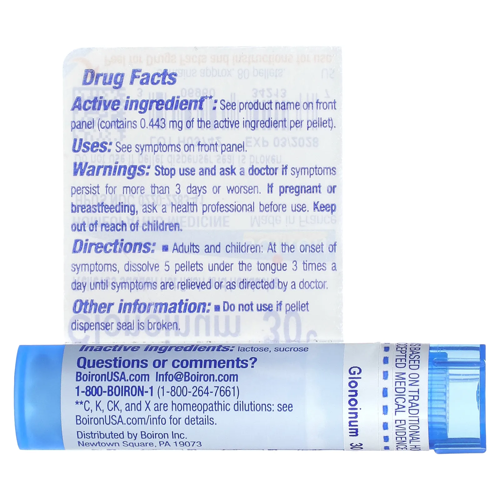 Boiron, Glonoinum, 30C, прибл. 80 гранул