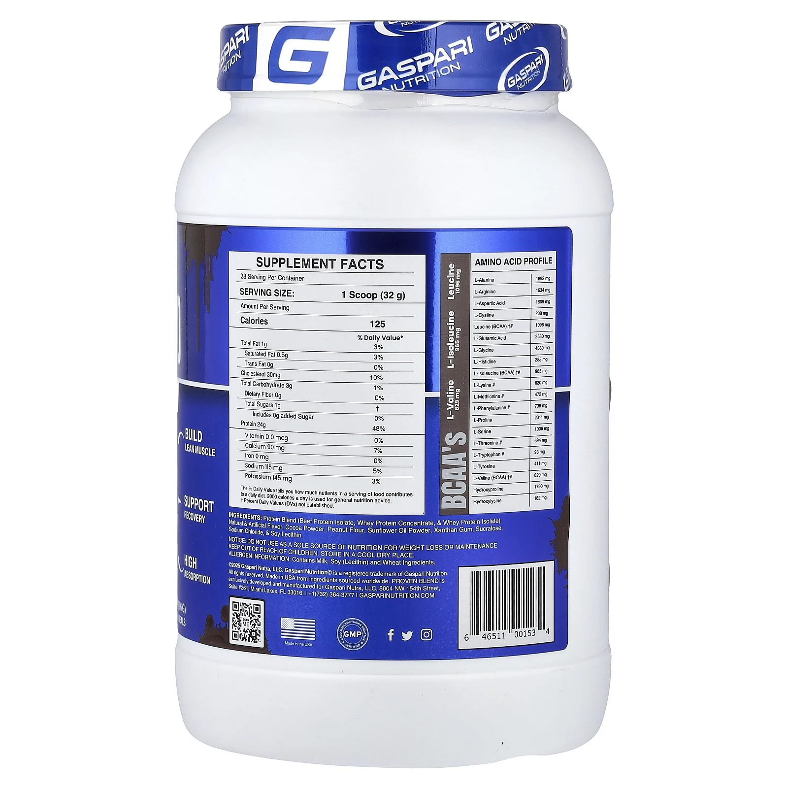 Gaspari Nutrition, Proven Blend, протеин из разных источников, шоколад и арахисовая паста, 896 г (2 фунта)