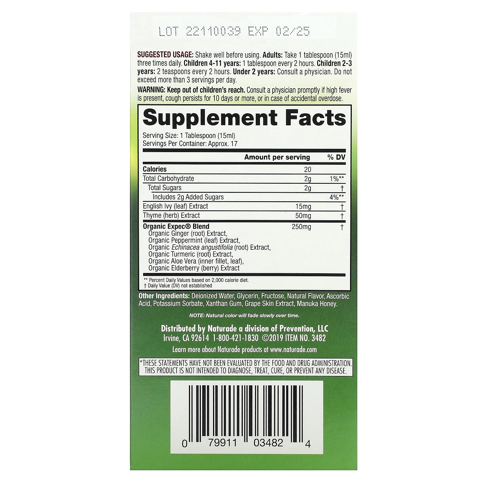 Naturade, Herbal EXPEC, натуральный вишневый вкус, 260 мл (8,8 жидк. Унции)