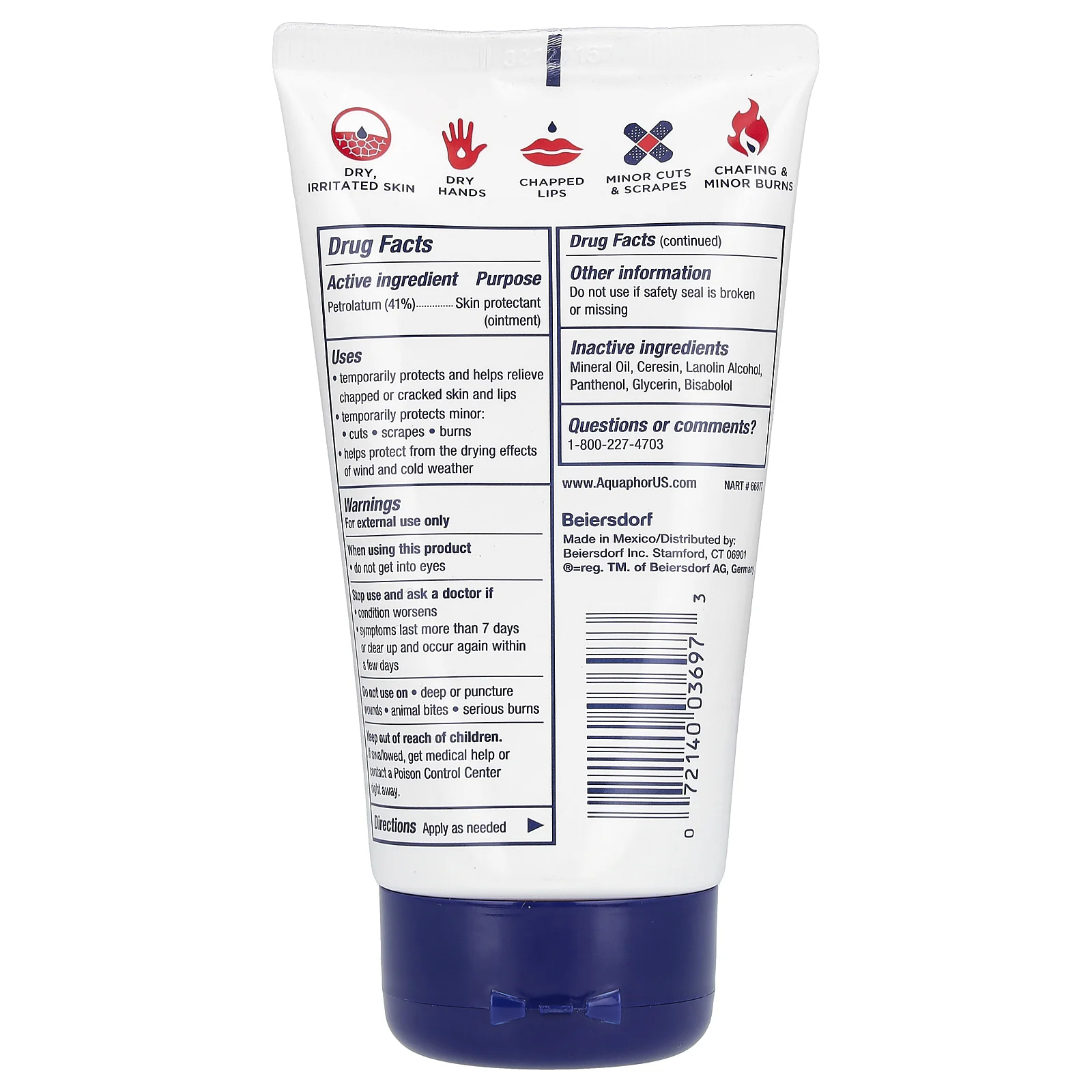 Aquaphor, Детская, лечебная мазь, Advanced Therapy, без отдушек, 141 г (5 унций)