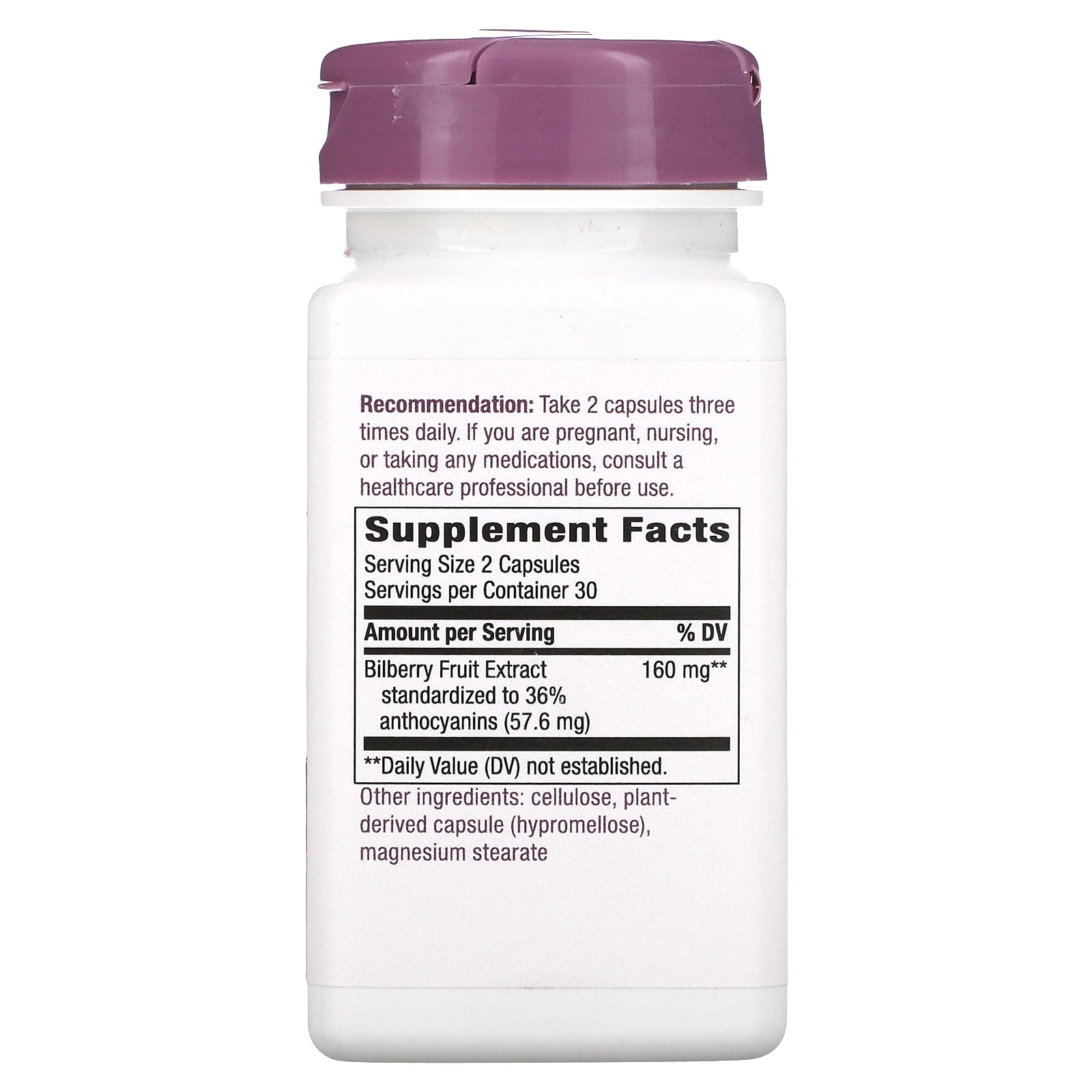 Nature's Way, черника, 160 мг, 60 веганских капсул (80 мг в 1 капсуле)