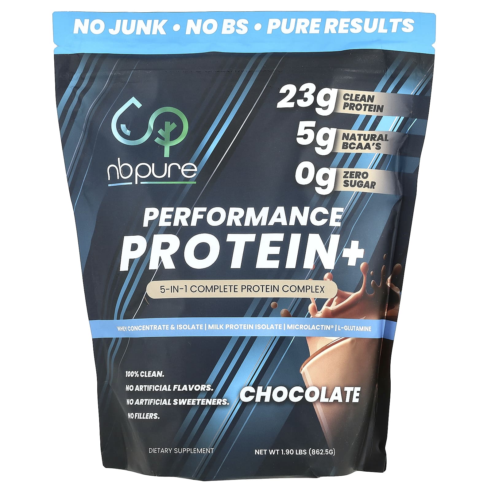 NB Pure, Performance Protein +, шоколад, 862,5 г (1,9 фунта)