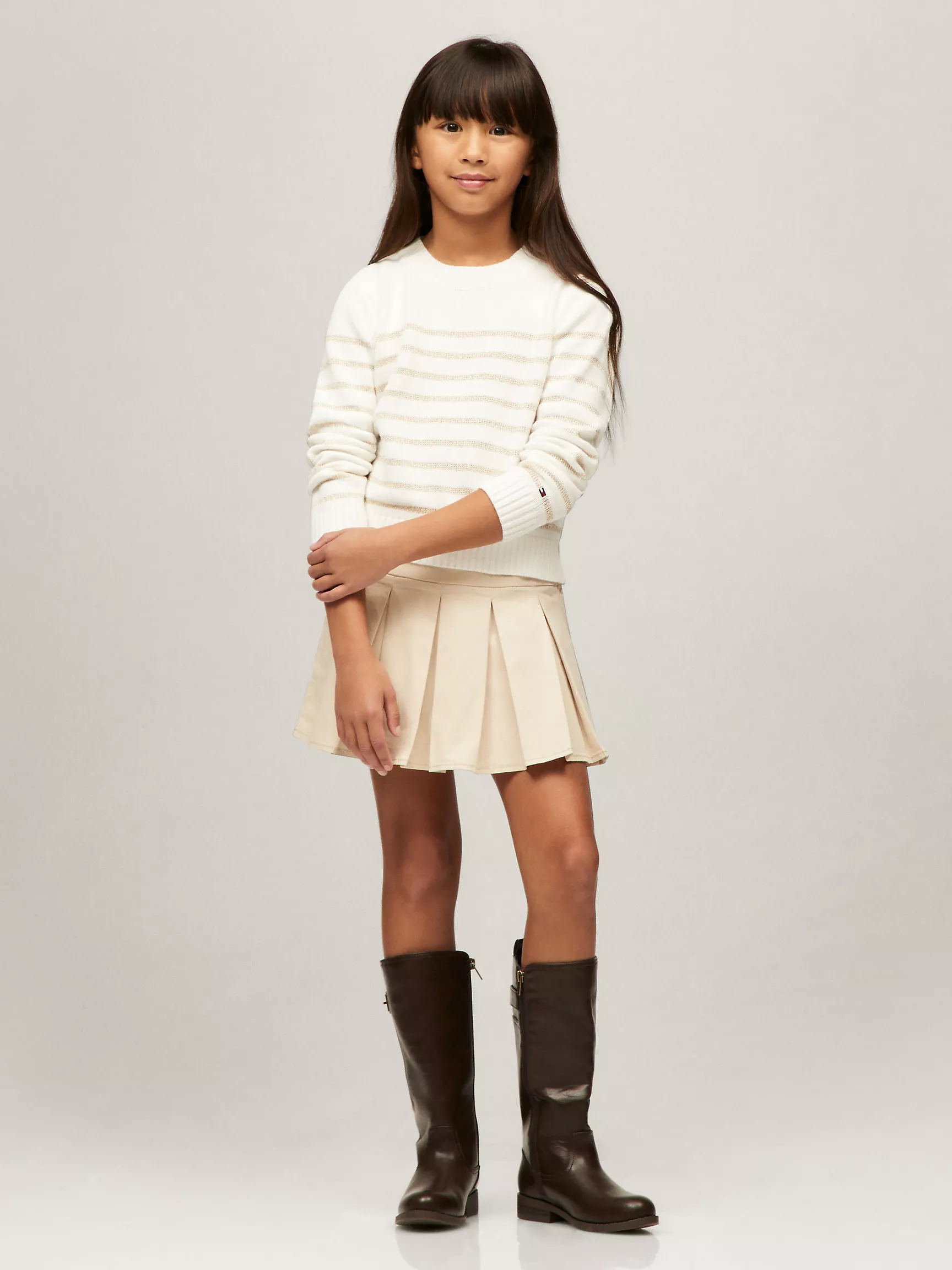 Свитер для девочки Tommy Hilfiger, Детский свитер с круглым вырезом и блестящими полосками