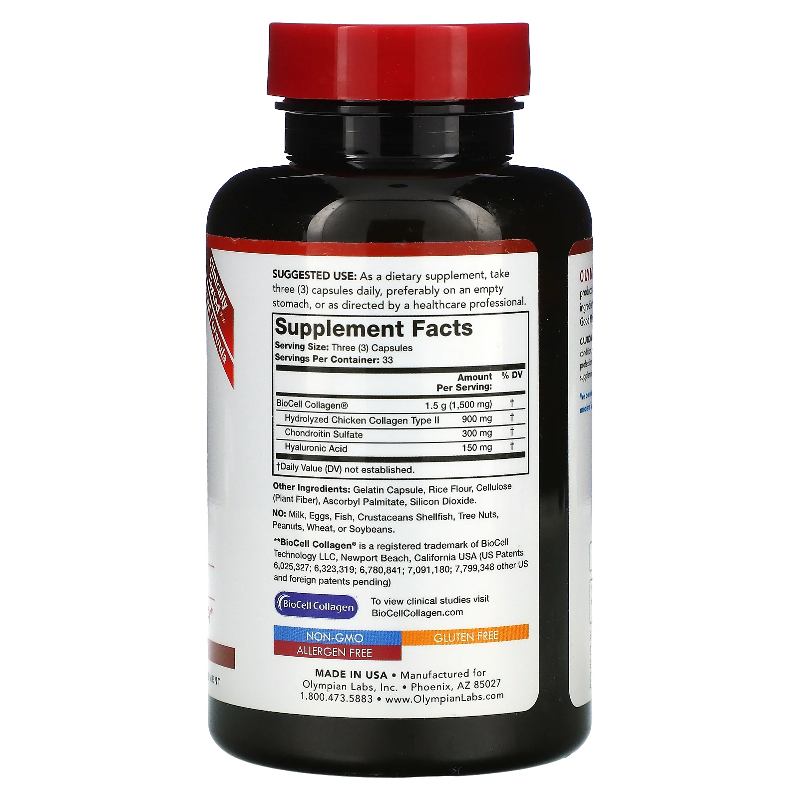 Olympian Labs, гиалуроновая кислота, 150 мг, 100 капсул (50 мг в 1 капсуле)