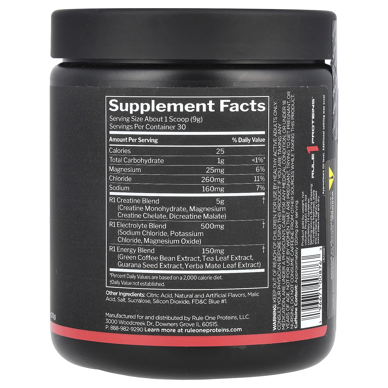 Rule One Proteins, заряженный креатин, лимонад с голубой малиной, 270 г (9,52 унции)