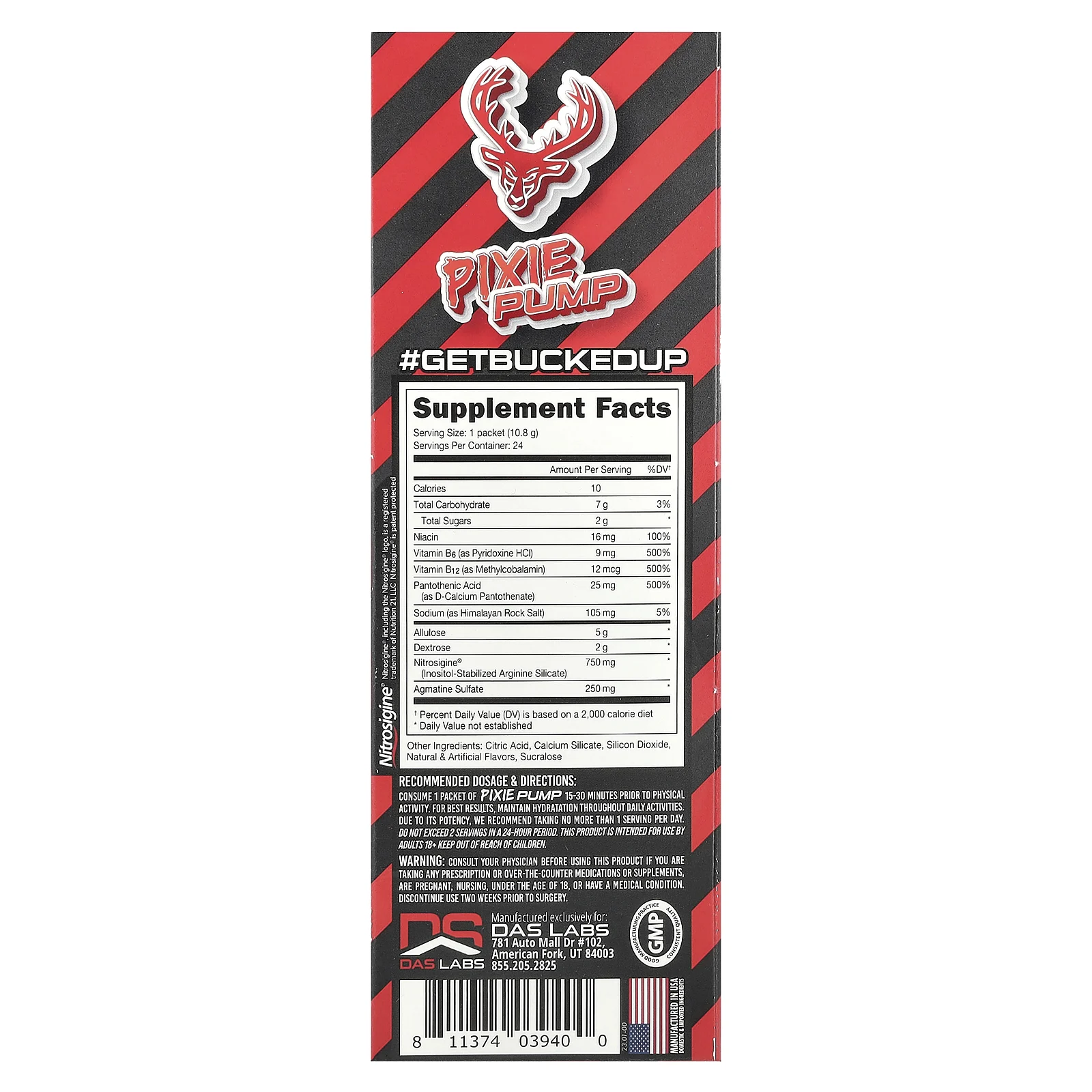 Bucked Up, Pixie Pump, Blood Raz, 24 палочки по 10,8 г (0,38 унции)