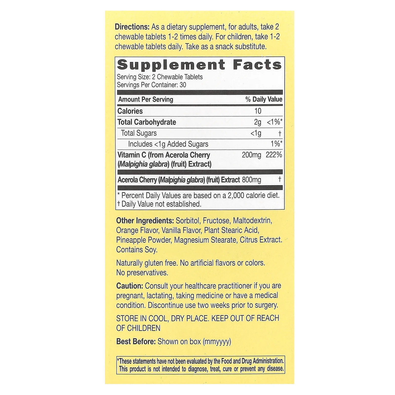 Catalo Naturals, жевательный витамин C, апельсин и ананас, 200 мг, 60 жевательных таблеток (100 мг в 1 таблетке)
