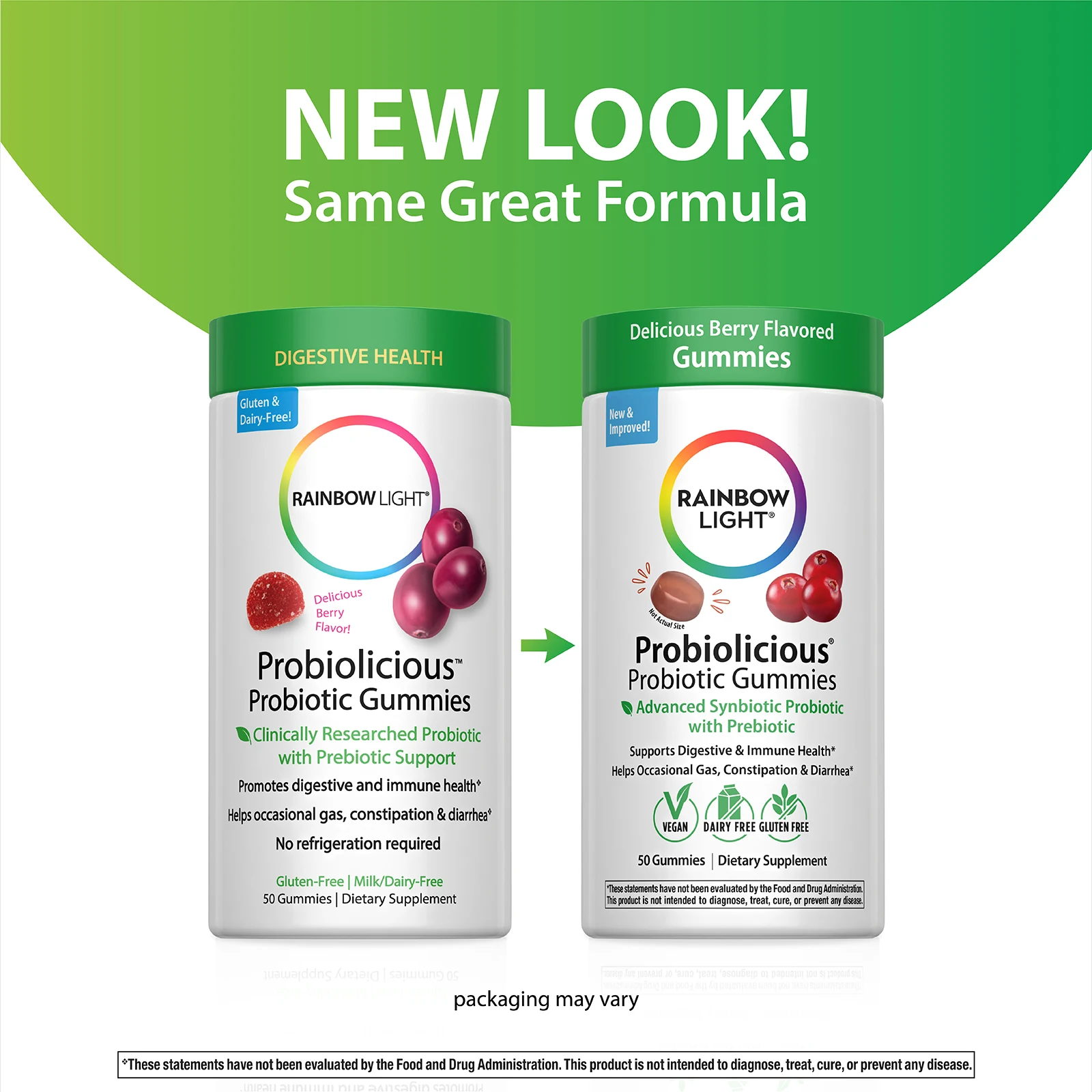 Rainbow Light, Probiolicious, пробиотики, со вкусом ягод, 50 жевательных таблеток