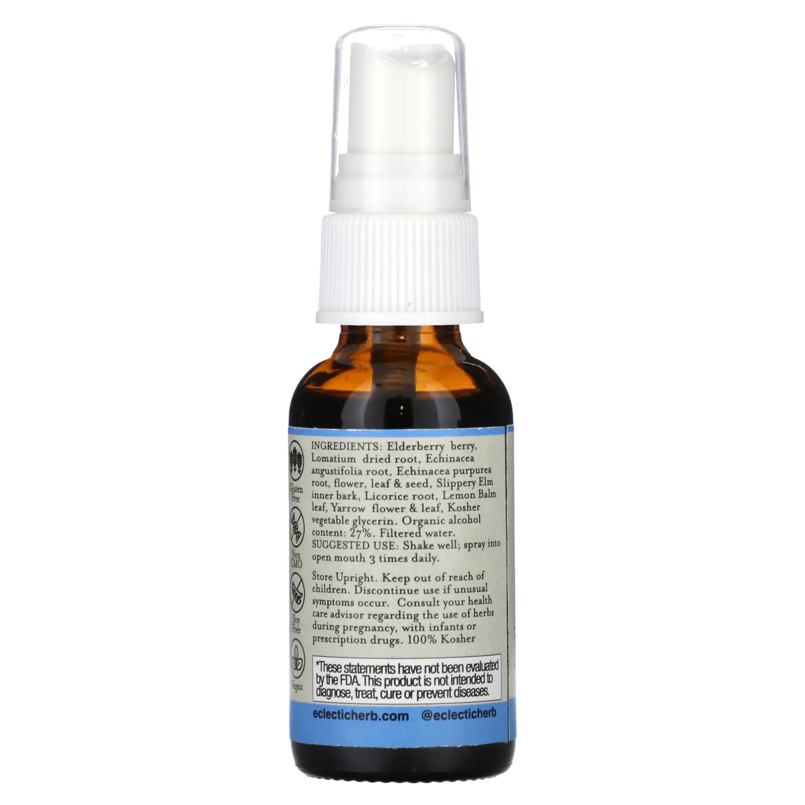 Eclectic Herb, Спрей для горла, Lomatium Elderberry, 1 жидкая унция (30 мл)