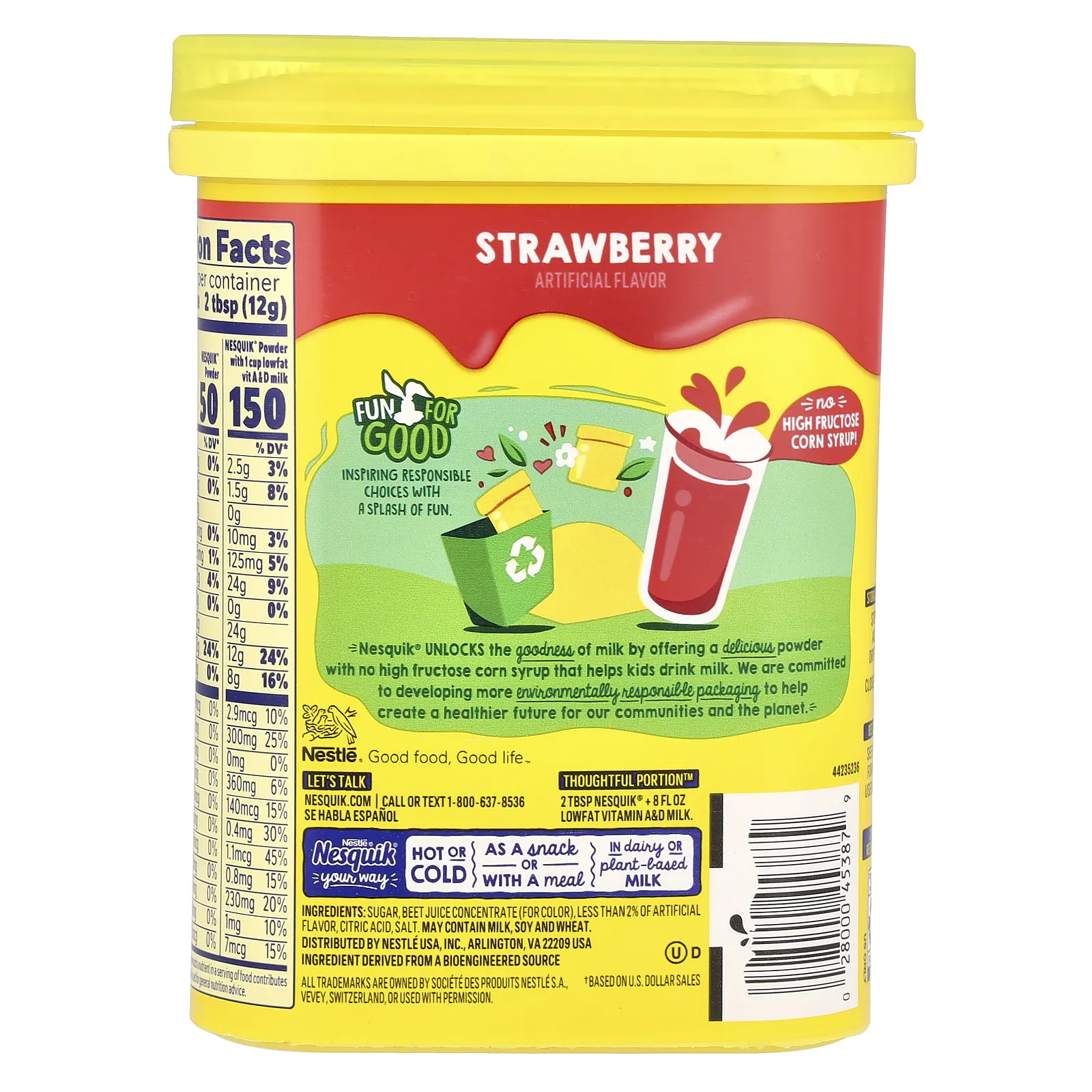 Nesquik, Nestle, порошок, клубника, 266 г (9,38 унции)