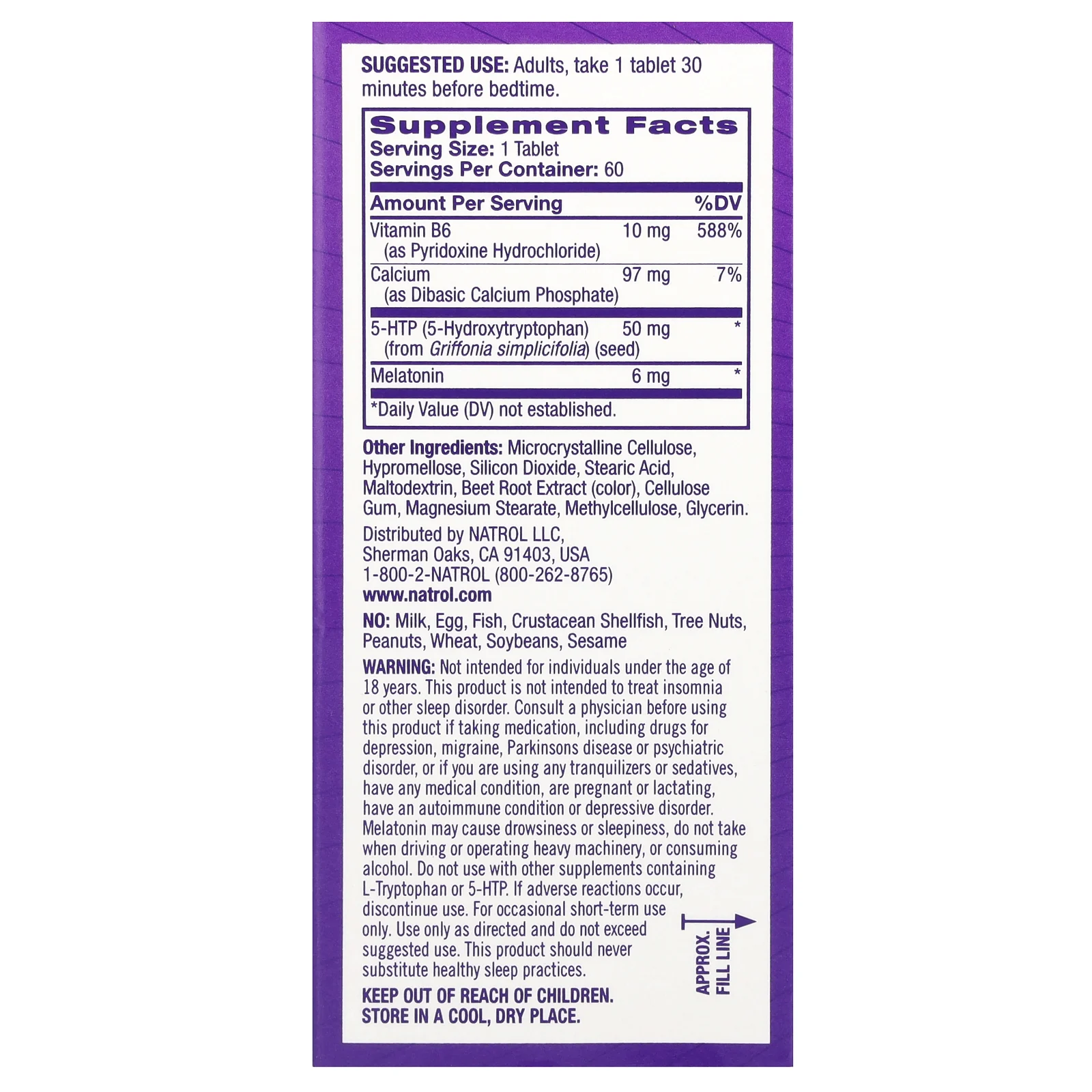 Natrol, мелатонин + 5-HTP, улучшенный сон, 60 двухслойных таблеток