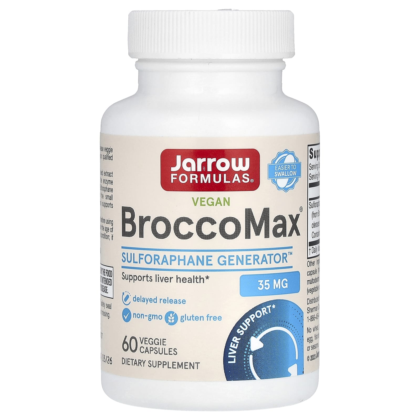 Jarrow Formulas, Vegan BroccoMax, 35 мг, 60 растительных капсул (17,50 мг в 1 капсуле)