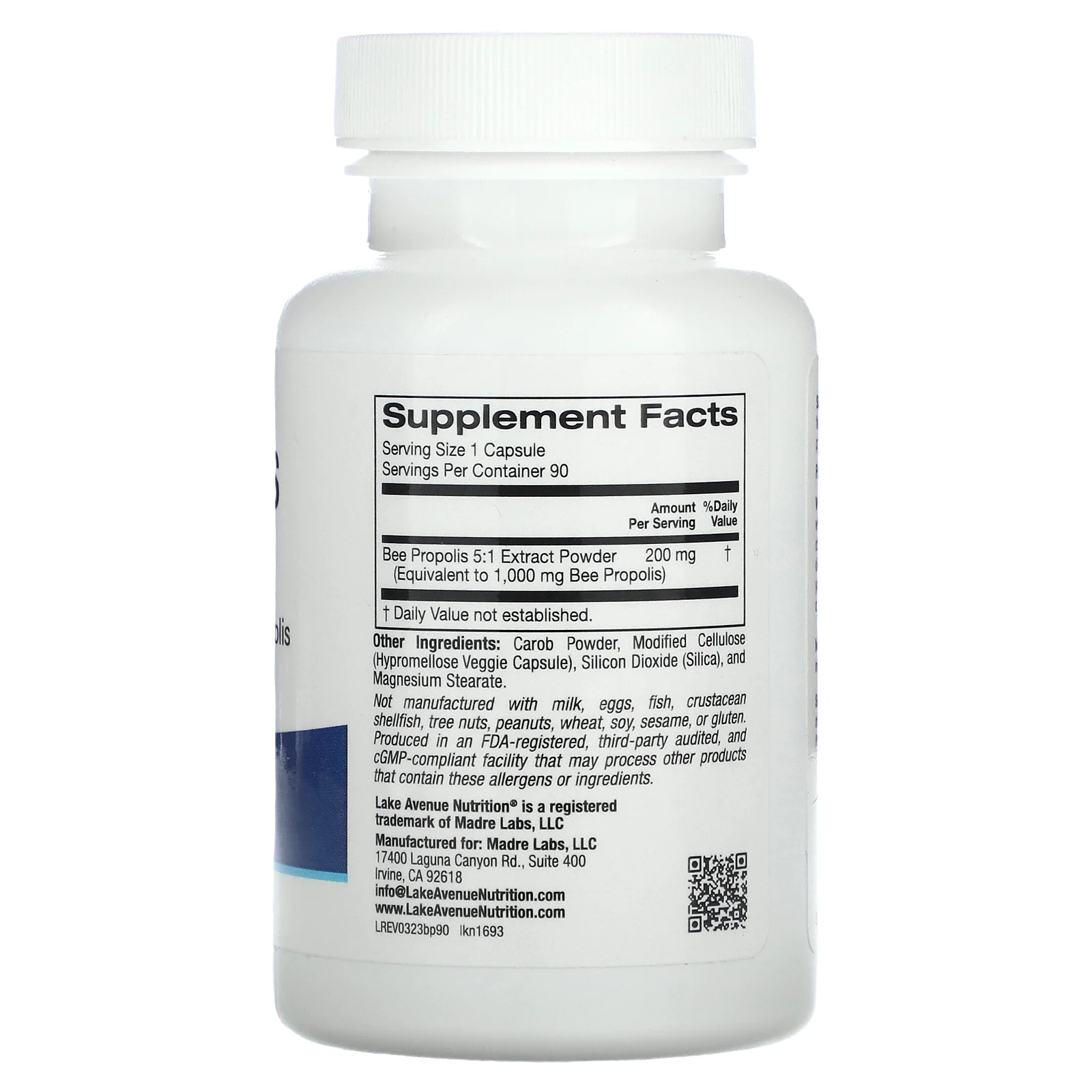 Lake Avenue Nutrition, пчелиный прополис, экстракт 5:1, эквивалент 1000 мг, 90 растительных капсул