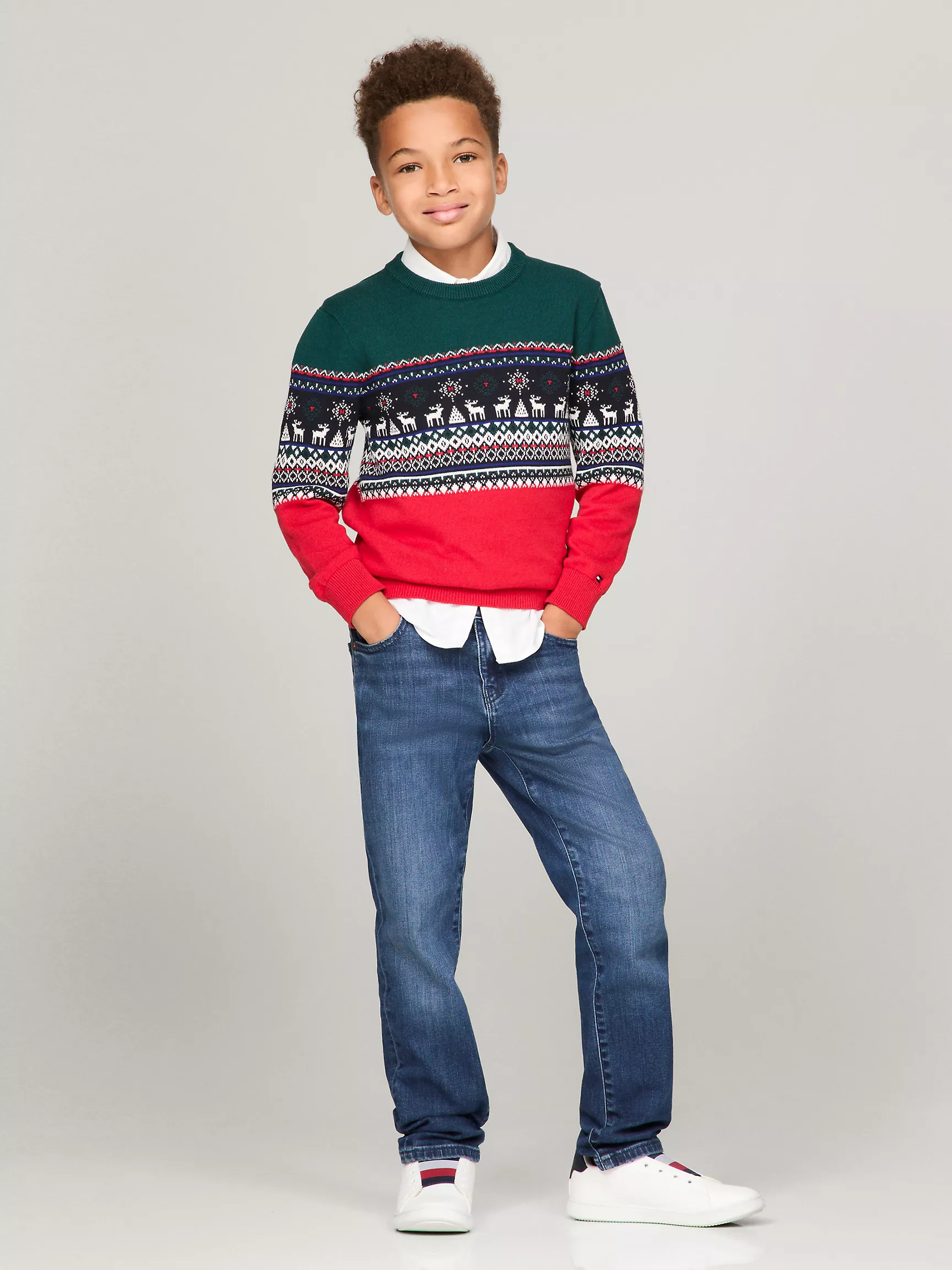 Свитер для мальчика Tommy Hilfiger, Детский свитер с узором Fair Isle и оленем