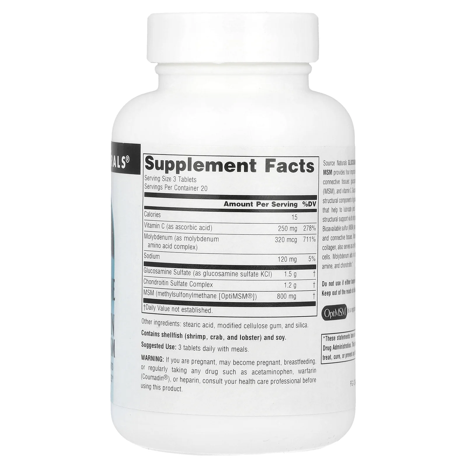 Source Naturals, Комплекс глюкозамина и хондроитина с МСМ, 60 таблеток