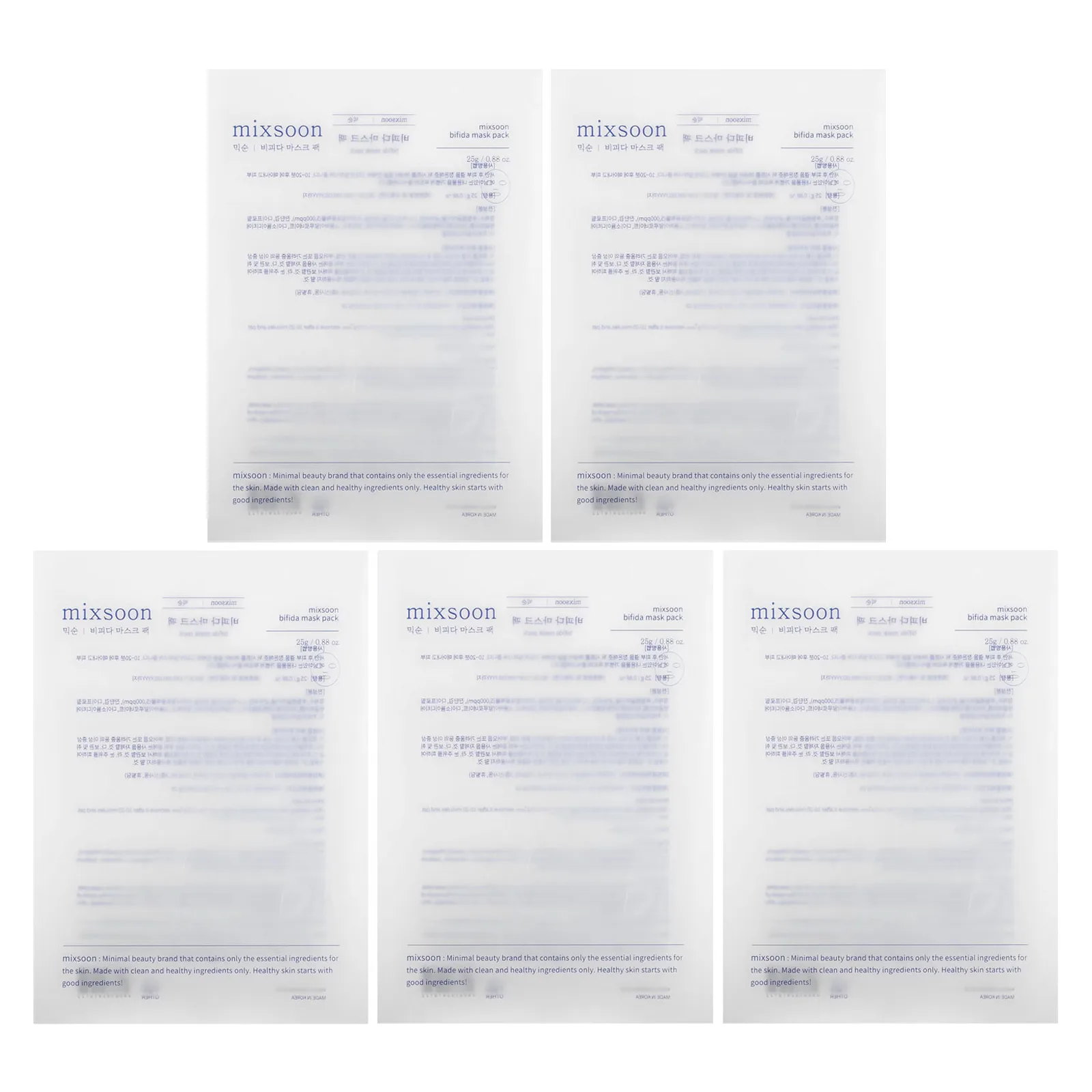 Mixsoon, Bifida Beauty Mask Pack, 5 масок, 5 г (0,17 унции)